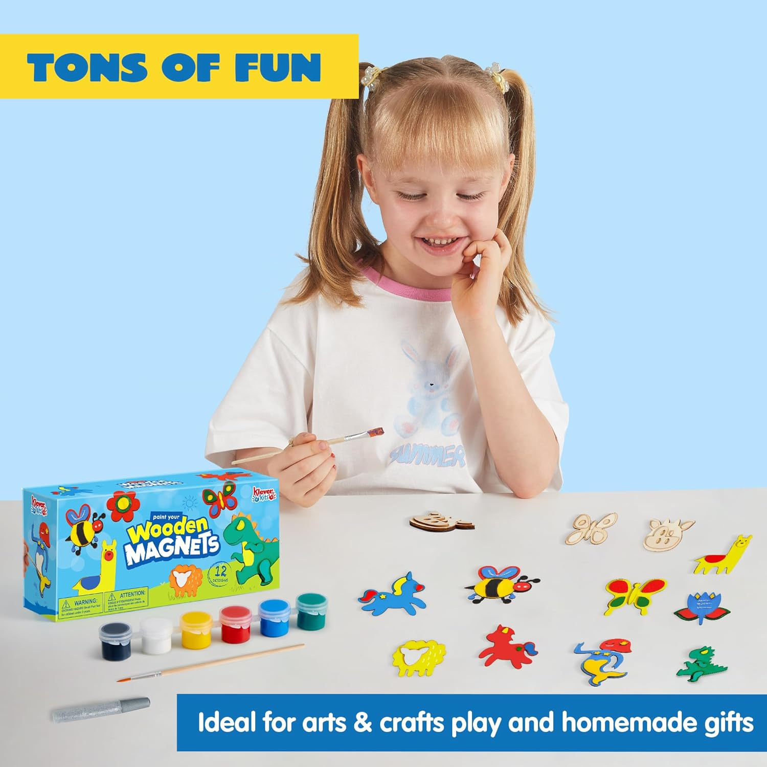 JOYIN Wooden Magnets, Spring Arts & Crafts for Boys and Girls Ages 4+, Childrens Painting Craft Activities Kit, Craft Toys Gifts for 4, 5, 6, 7, 8, 9, 10, 11 & 12 Year Old Kids, Easter Basket Stuffers image number 4