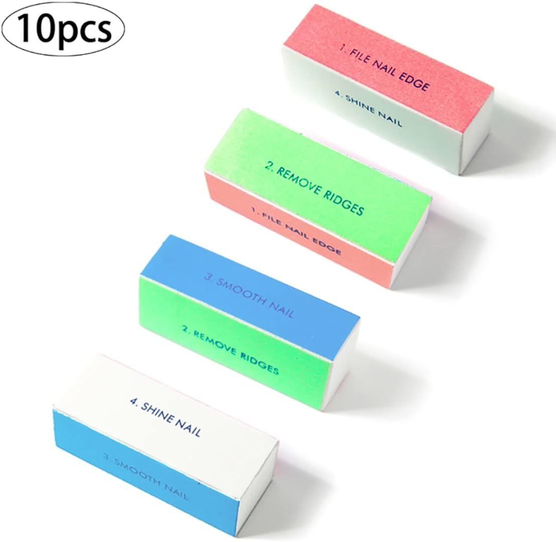 10PCS Professional Manicure Tools Kit 4 Way Nail Buffer Block Nail Buffing Sanding Files Nail Art Supplies Nail Buffer Block Sanding Block for Professional Salon or Home Use image number 1