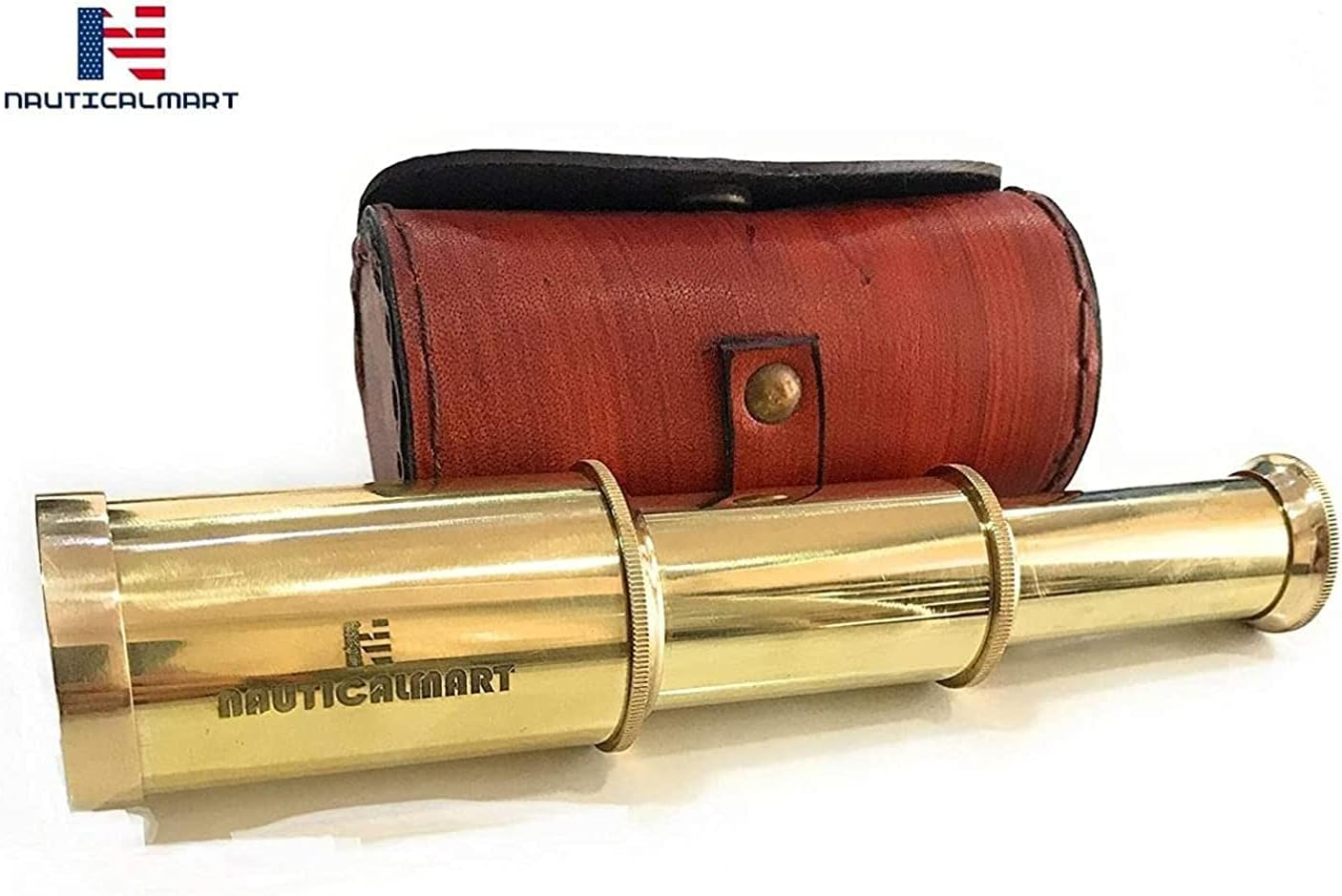 Solid Brass Handheld Telescope 6 - Nautical Pirate Spy Glass with Free Case image number 3