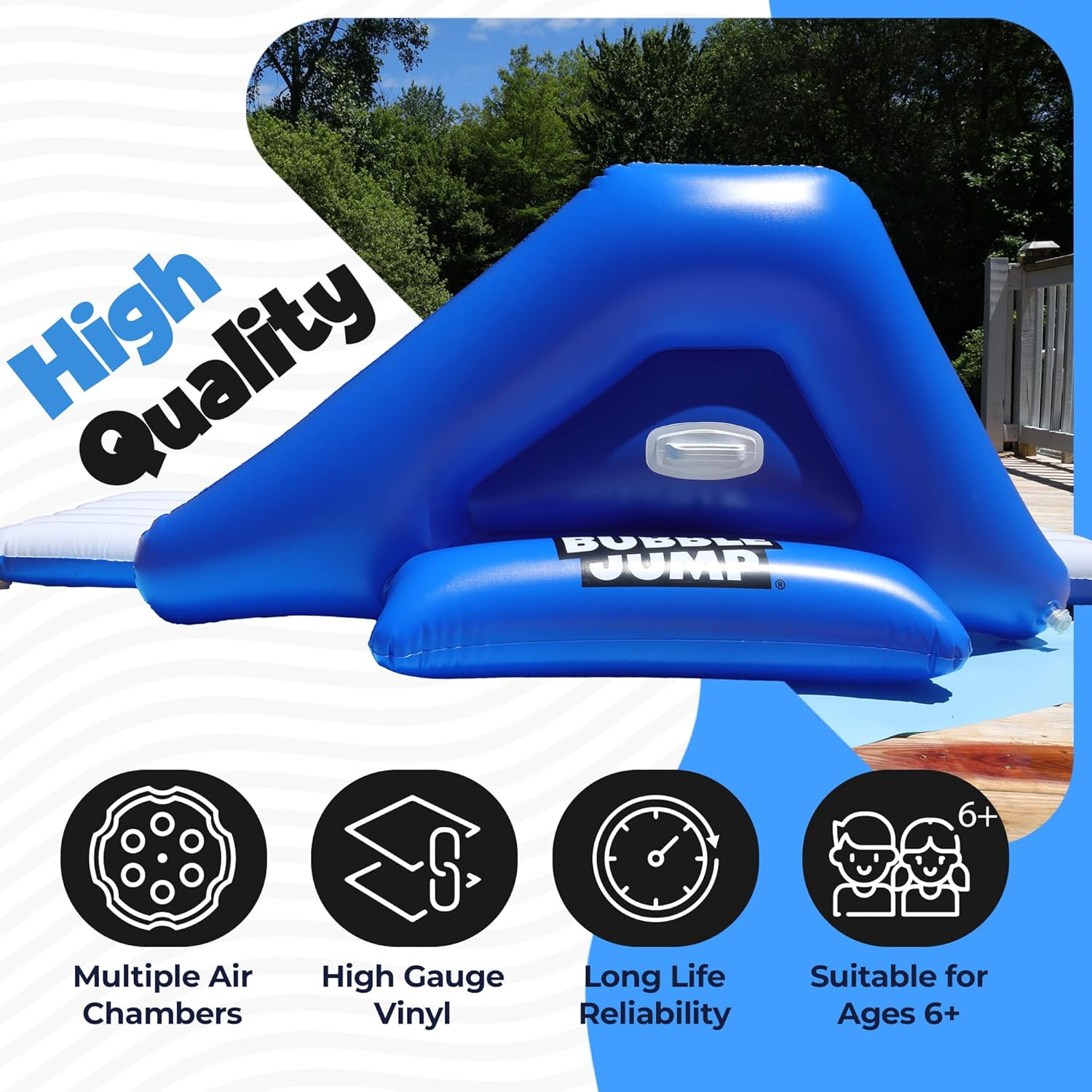 Inflatable Water Slide for Pool, Durable Vinyl Inflatable Pool Slide for Inground Pool with Built in Sprayers and Weighted Base for Stability, Waterslide for Kids and Adults, Ages 6 & up - Bubble Jump image number 1