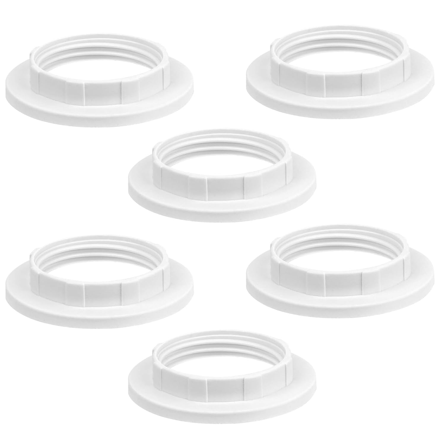 NUTTDOO Lampshade Reducer Ring,6 Pack E14 Plastic Screw Collar Ring 28Mm,Lampshade Fittings E14 for Table Lamp,Ceiling Lights,Plastic Screw Bulbs Lamp Holder (E14-28MM) image number 1