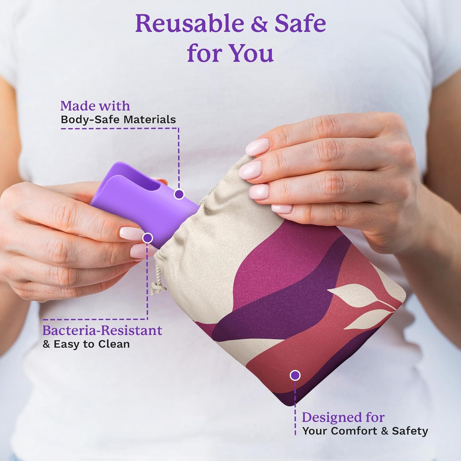 Ecoblossom Menstrual Cup & Disc Applicator Tool - Comfortable & Easy Insertion & Removal - Compatible with Most Period Cups and Discs (Purple) - Purple image number 4