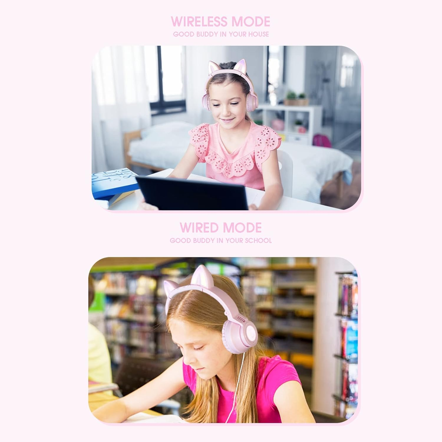 Hisonic Children'S Bluetooth Unicorn Headphones with Colourful Lights for Children from 3 Years (Purple) image number 1