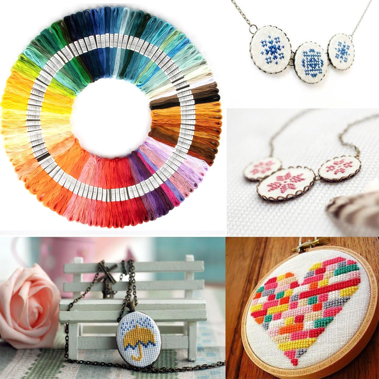 Funcyboo 150 Skeins Embroidery Floss, Embroidery Thread Friendship Bracelet String Multi Color Cross Stitch Threads for Gifts Art Embroidery Bracelets Crafts, 150 Colors