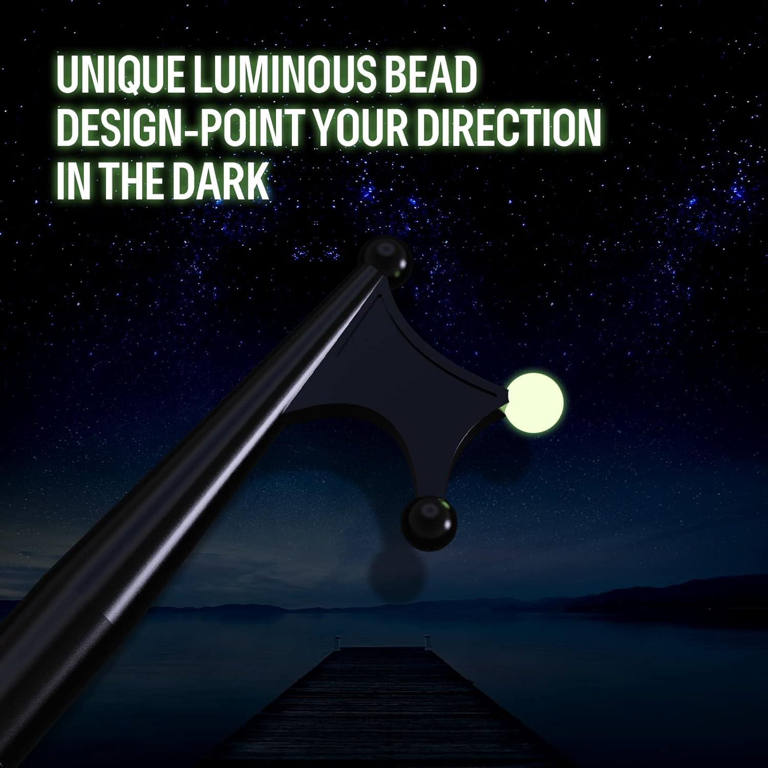 KOMCLUB Telescopic Boat Hook Stainless Steel Boat Push Hook Rod with Luminous Beads Docking Telescopic Rod TPR Non-Slip Handle Boating Accessories Hook Boat Device（Blue/Gold/Black） image number 6