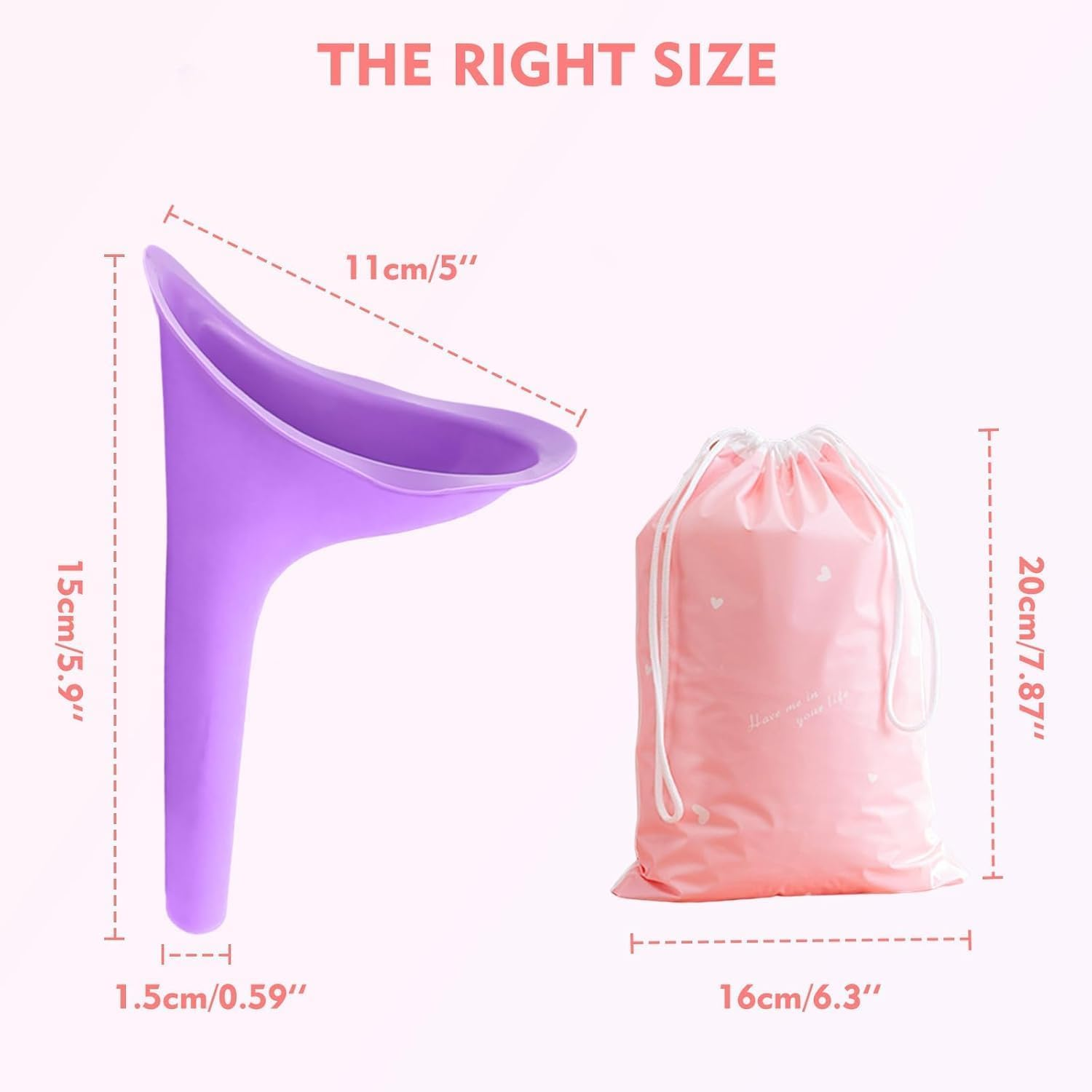 Portable Female Urination Device, 2 Pack Reusable Silicone Standing Urinal with Waterproof Storage Bag for Travel, Camping, Outdoor Activities image number 4