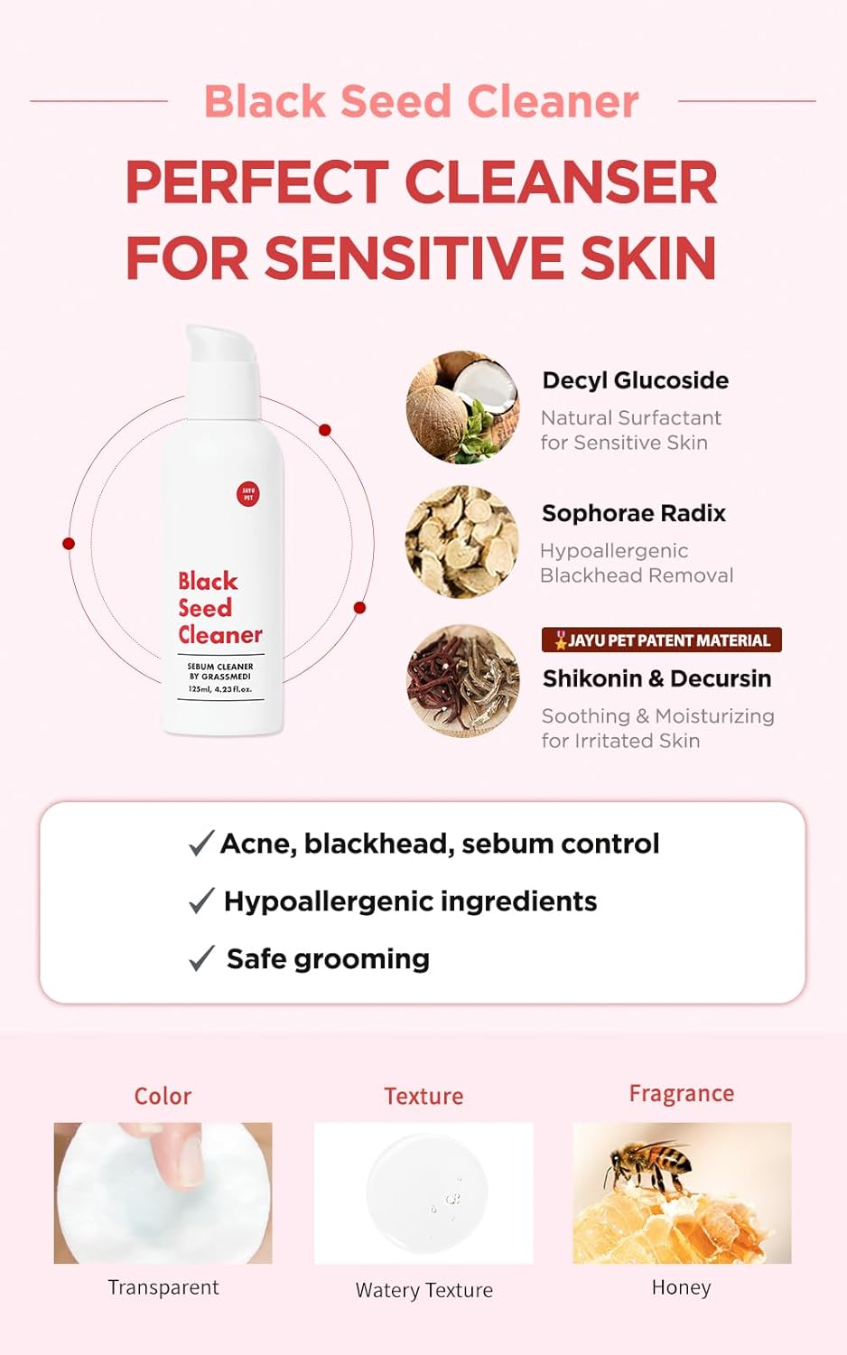 Black Seed Cleaner - Cat Chin Acne Treatment, Non-Toxic Hypoallergenic Cleanser, 4.2 Fl.Oz (125Ml) image number 3