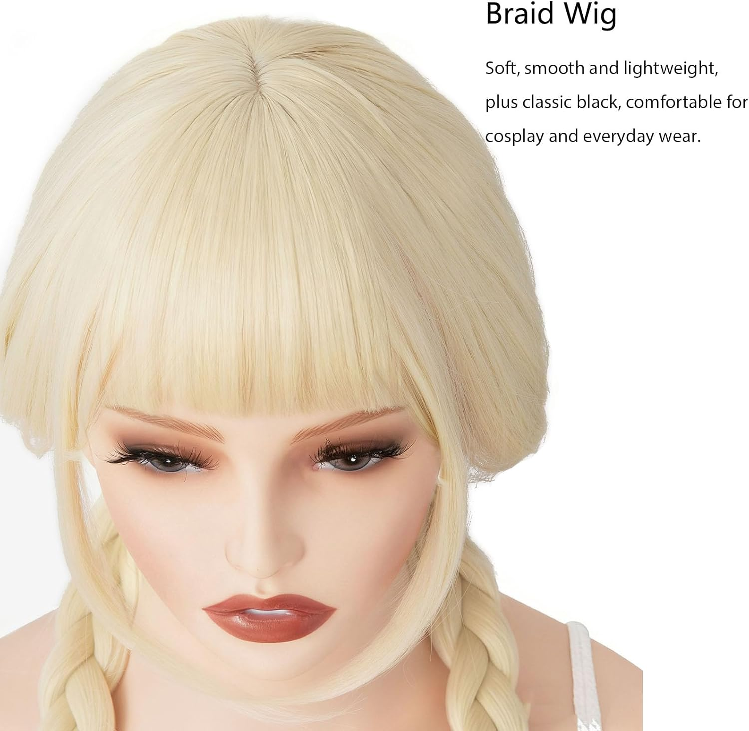 Luxiremi 26 Inch Long Blonde Braided Wigs for Women and Girls for Fancy Dress for Wednesday Addams Halloween Costume Cosplay Wig image number 1
