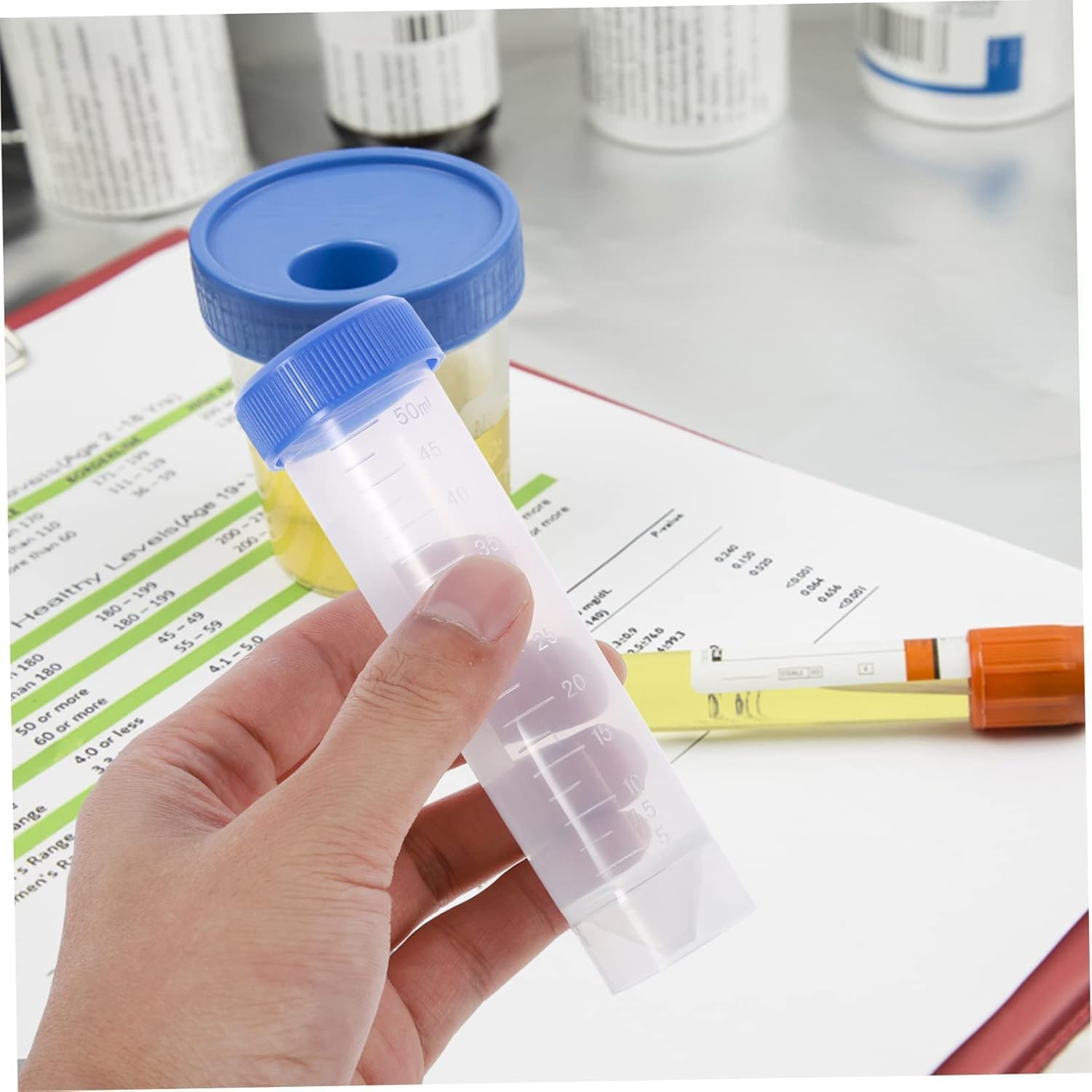 4 Pcs 50Ml Plastic Centrifuge Tubes with Screw-On Cap, Polypropylene Graduated Micro Centrifuge Tube, Self Standing, Blue Tubes with Caps Centrifuge Test Tube for Labs Reusable image number 4