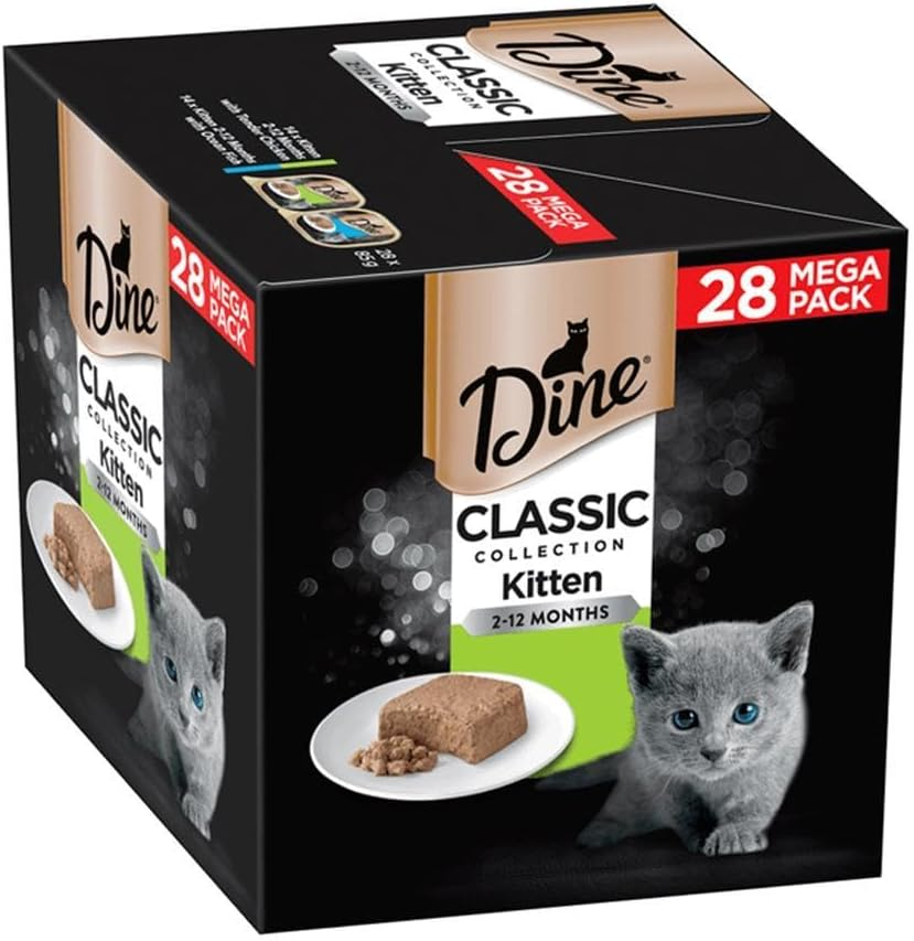 Dine Classic Collection Kitten Chicken with Ocean Fish Wet Cat Food 85 G (Pack of 28)