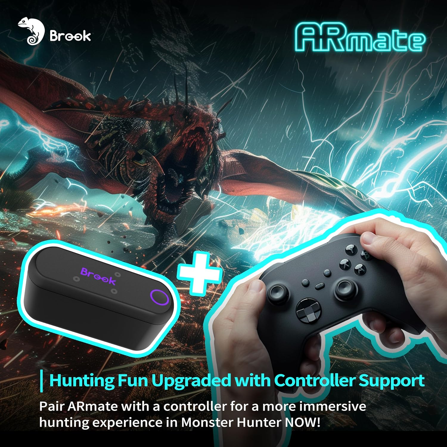 Brook Gaming Armate &ndash; Wearable AR Game Accessory for Pok&eacute;mon GO, Monster Hunter, Pikmin | Smart Roam, Quick Catch, Fast Spin, App-Controlled Speed, Xbox Controller Support【Official Exclusive Version】 image number 3