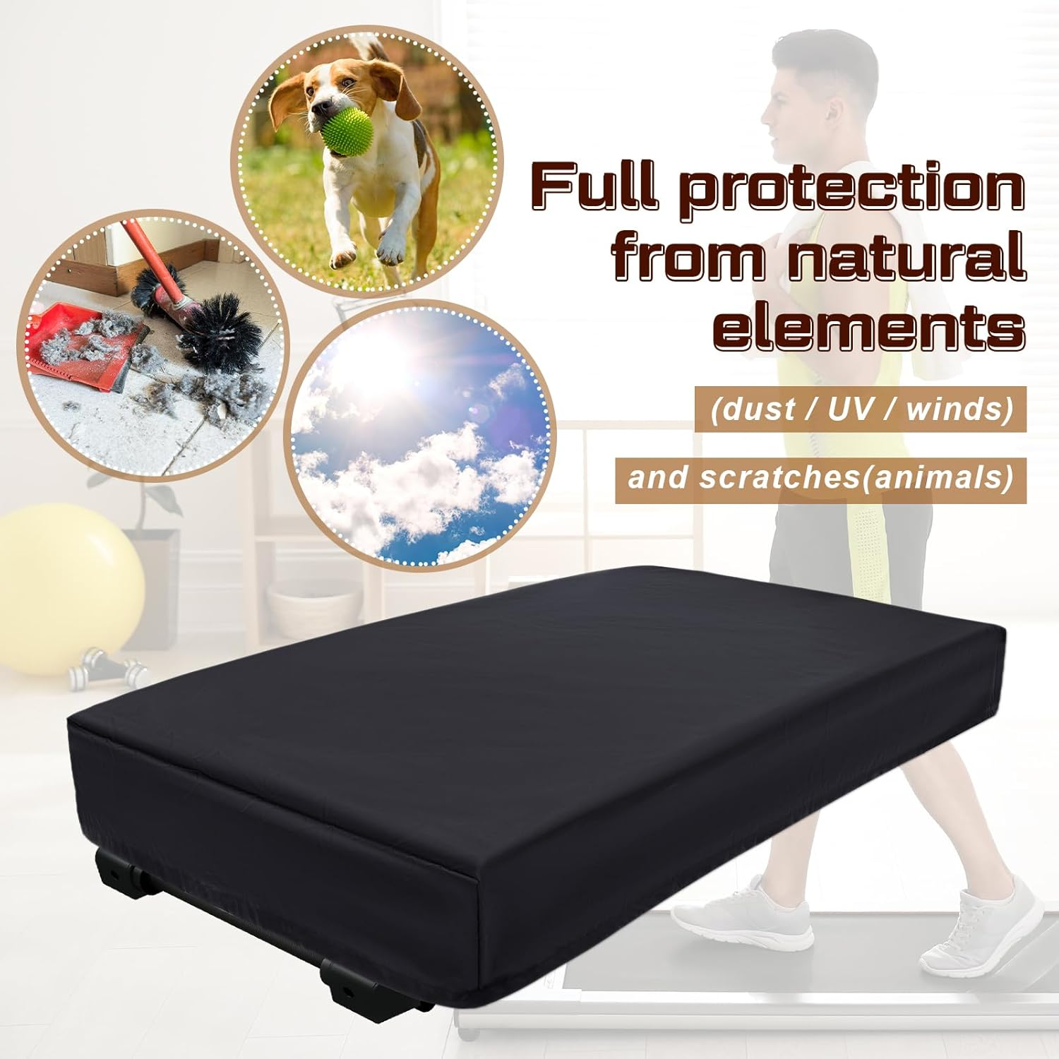 Windyun under Desk Treadmill Cover Dustproof Waterproof Walking Pad Cover Foldable Protective Cover for Home Walking Treadmill Indoor Office under Desk Running Machine, Black image number 4