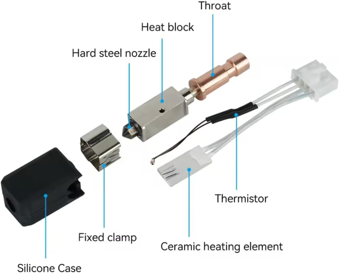 Kobra S1 Ceramic Hotend Upgrade for Anycubic Kobra S1/S1C 3D Printer, .4Mm Nozzle Replacement Hotend Assembly with Heater Block, Thermistor, Heat Break, Silicone Sock &ndash; 3D Printer Accessories & Parts image number 2