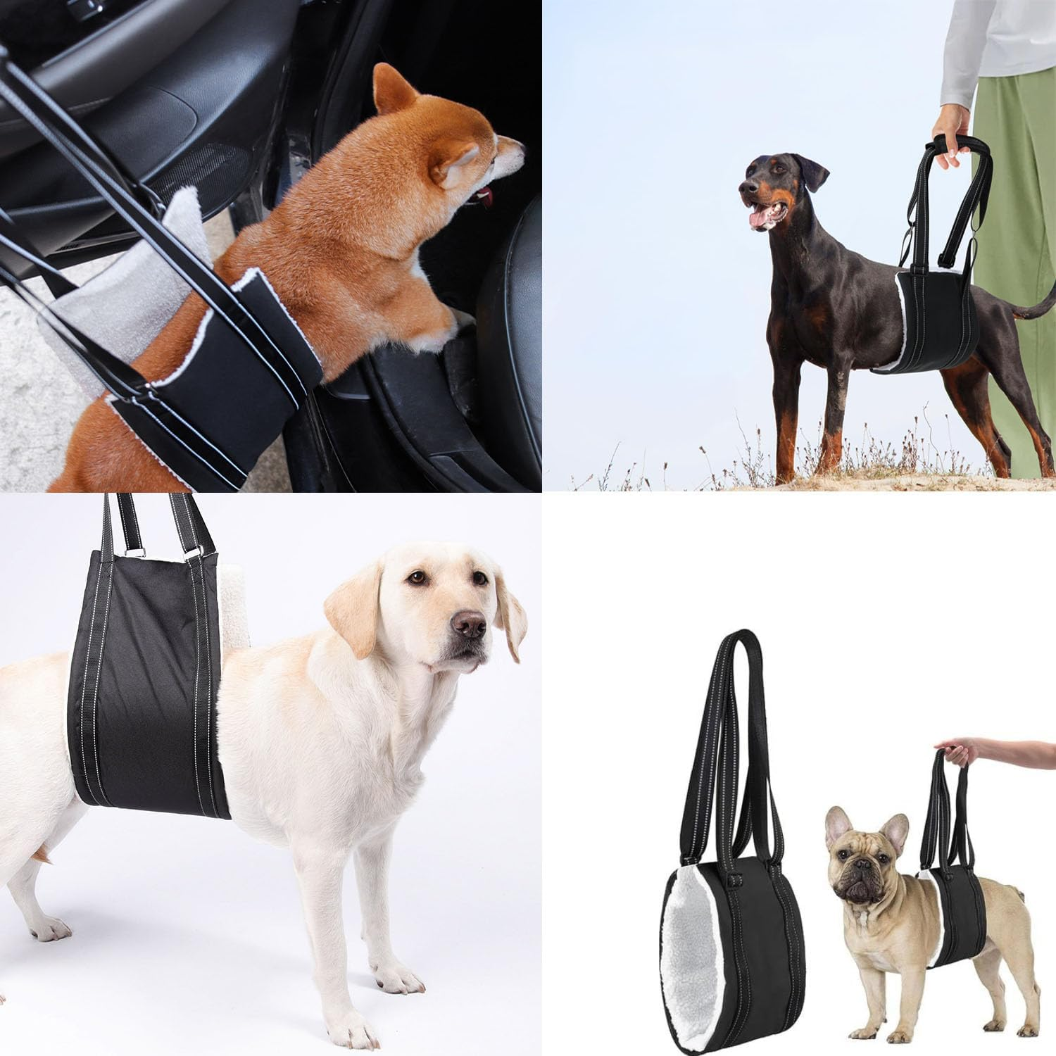 Shengsenfu Dog Lift Sling Support Harness - Hip & Back Legs Lifting Aid for Elderly, Disabled, or Injured Dogs - Adjustable, Reflective, Portable - Small, Black image number 6