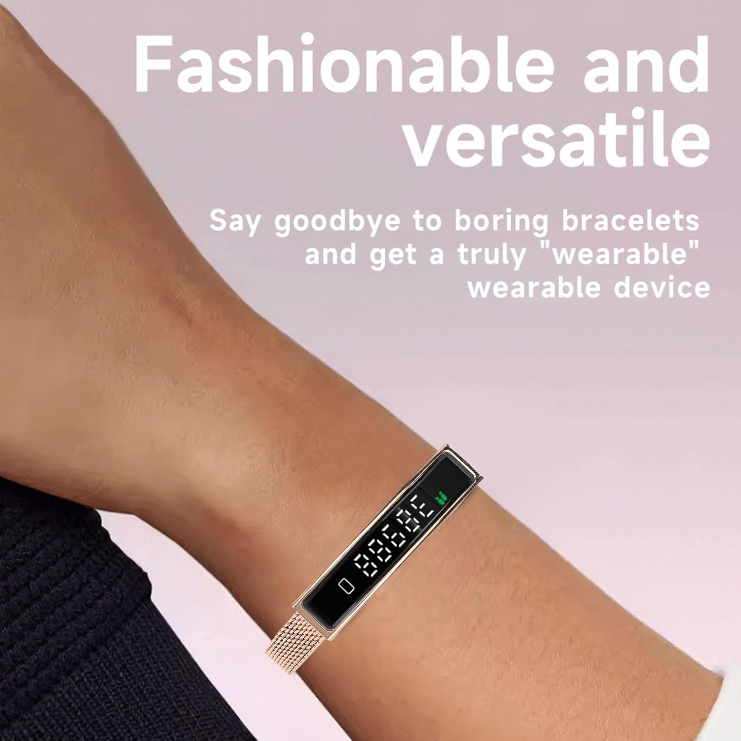 Smart Bracelet Fitness Tracker, Health Tracker Bracelet Water Proof for Women Men, Visualized Exercise Data, Multiple Sport Modes Step Counter (Gold) image number 1