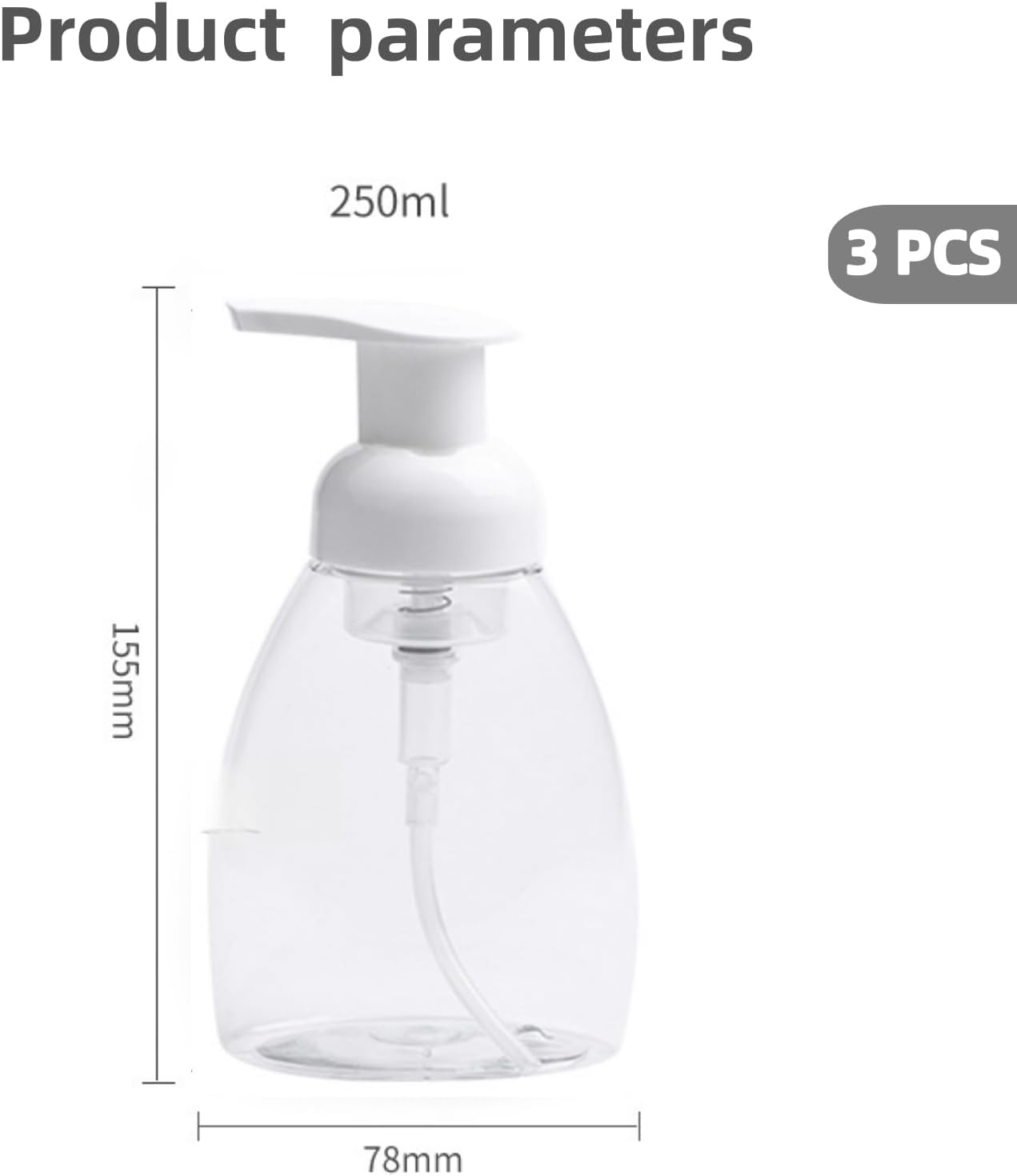 WEBXMZDQ 3 Packs of 8-Ounce (250Ml) Foam Soap Dispenser Pump Bottles, Empty and Refillable Container Bottles, Liquid Soap - Kitchen, Bathroom, Rich Foam. image number 5