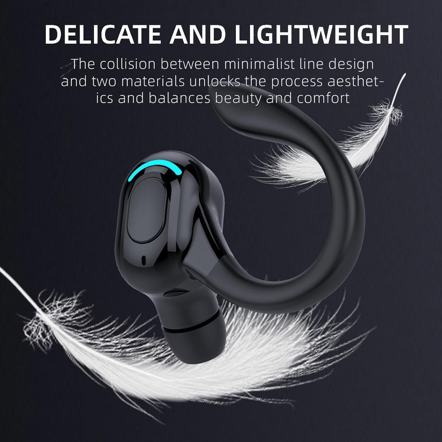Bluetooth Headset with Microphone Mobile Phone Wireless Hands-Free In-Ear Single Headphones Bluetooth Wireless Earbud with Ear Hook Cordless Earphones Hands-Free Ear for Business Office Driving