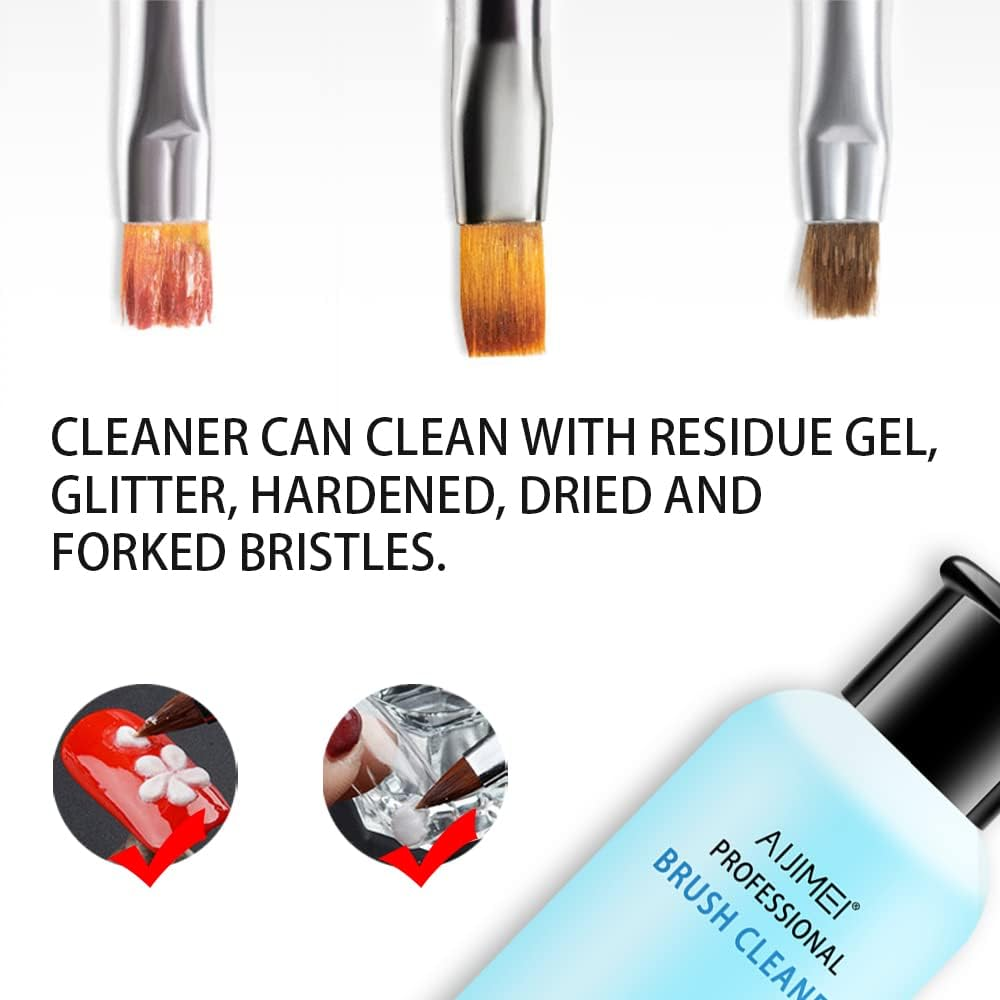 AIJIMEI Acrylic Nail Brush Cleaner Acrylic Brush Cleaner Liquid Acrylic Paint Brush Cleaner Nails Artist Acrylic Brush Cleaner 58Ml 2.1 FL.OZ image number 3