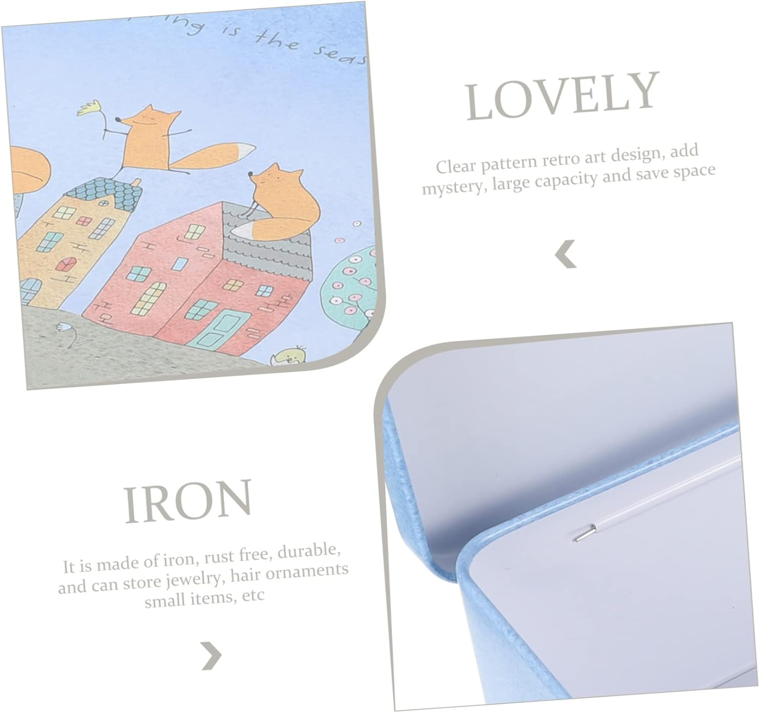 Vintage Tin Box Lock Large Portable Storage Keepsake Box Desktop Organizer for Home Office Use Key Lock