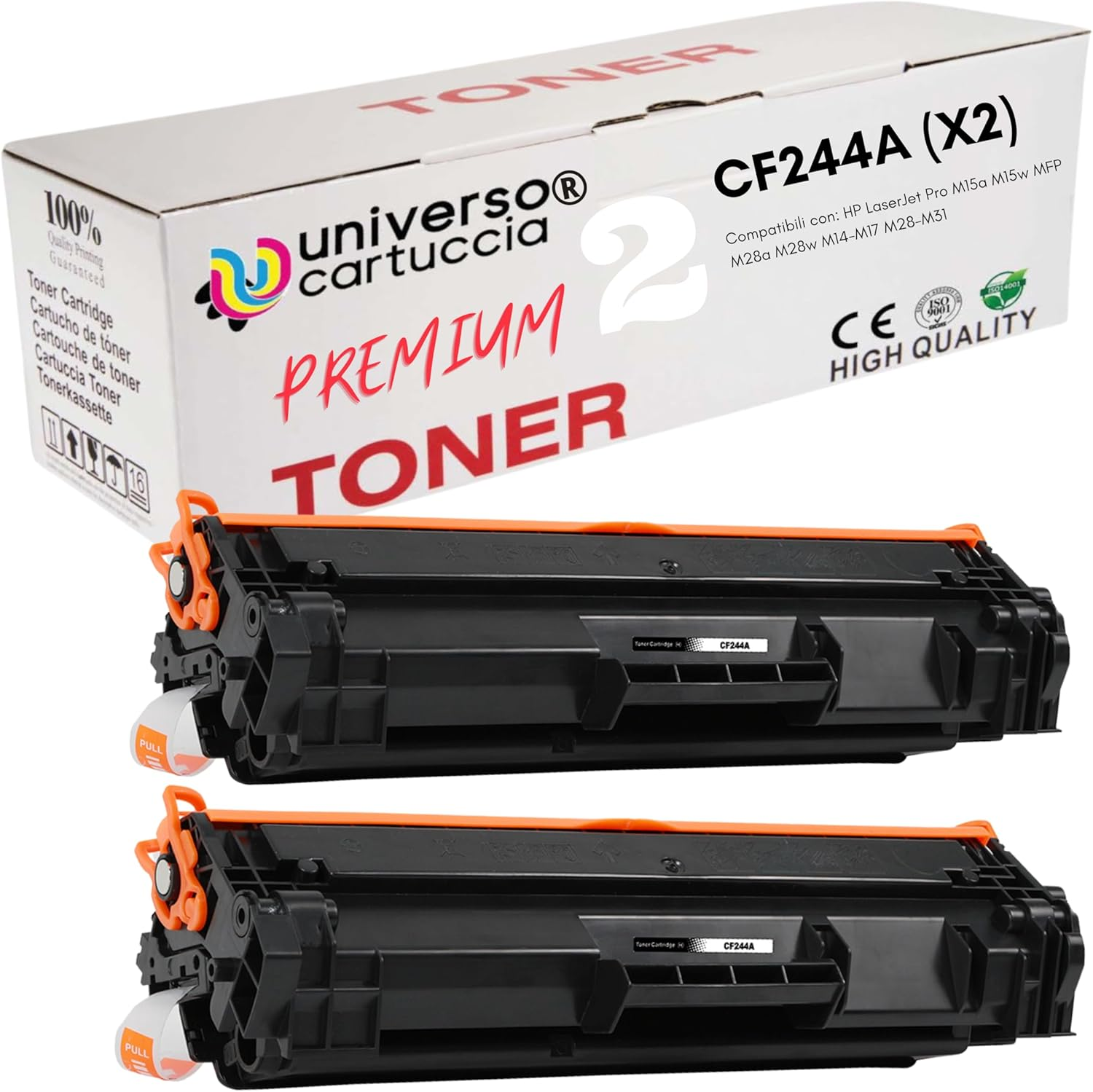 44A CF244A Kit 2 Toner Compatible with HP MFP Laserjet Pro M14/M17/M15A/M15W/M16A/M16W/M28A/M28W/M29A/Mfp M29W/M31 image number 5