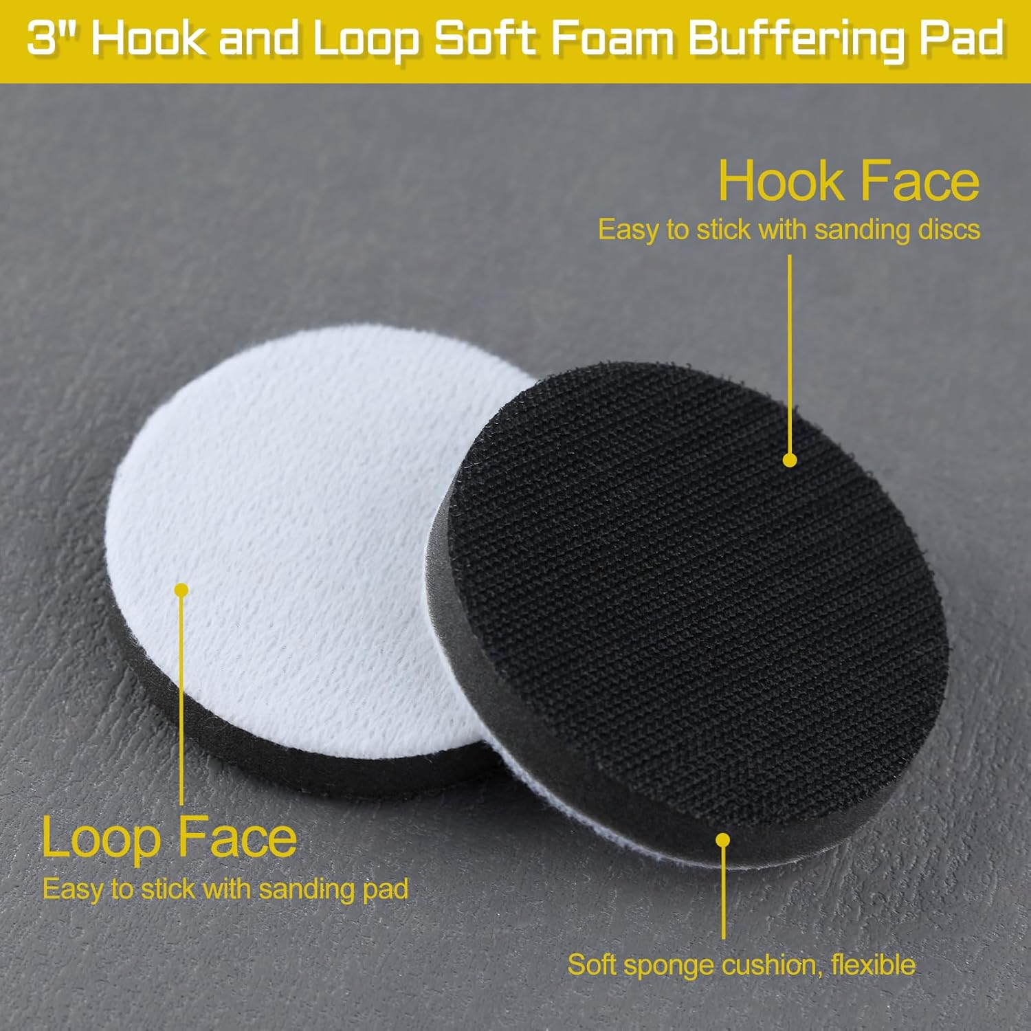 LEONTOOL 5 Pack 3 Inch Hook and Loop Soft Foam Buffering Pad, Sponge Cushion Buffer Backing Pad No Hole, 75 Mm for Sanding Pad image number 5