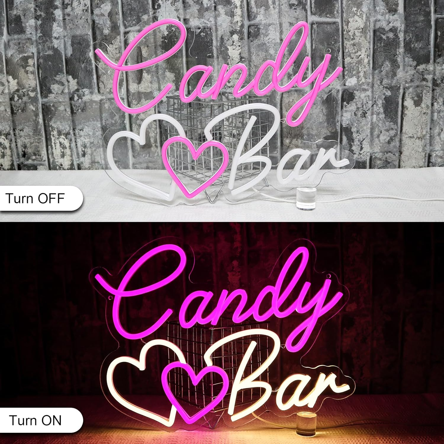 OYCGZV Candy Bar Neon Sign Candy LED Neon Sign Wall Cute Bar Neon Sign USB LED Sign for Wedding Decoration Candy Bar Table Ornament Coffee Restaurant Birthdays Other Events image number 5