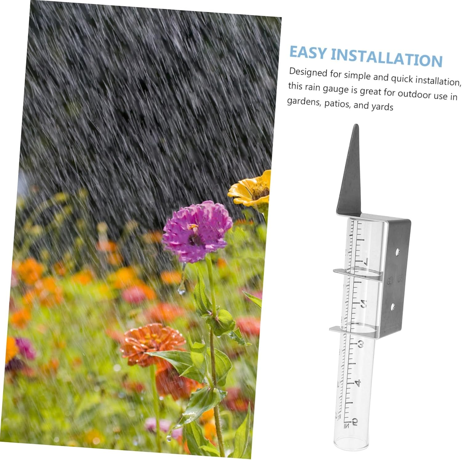 Ibasenice Stainless Steel Rain Gauge Bracket with Stable Column Design for Outdoor Garden Accurate Rainfall Measurement Tool Water Gauge Holder image number 2