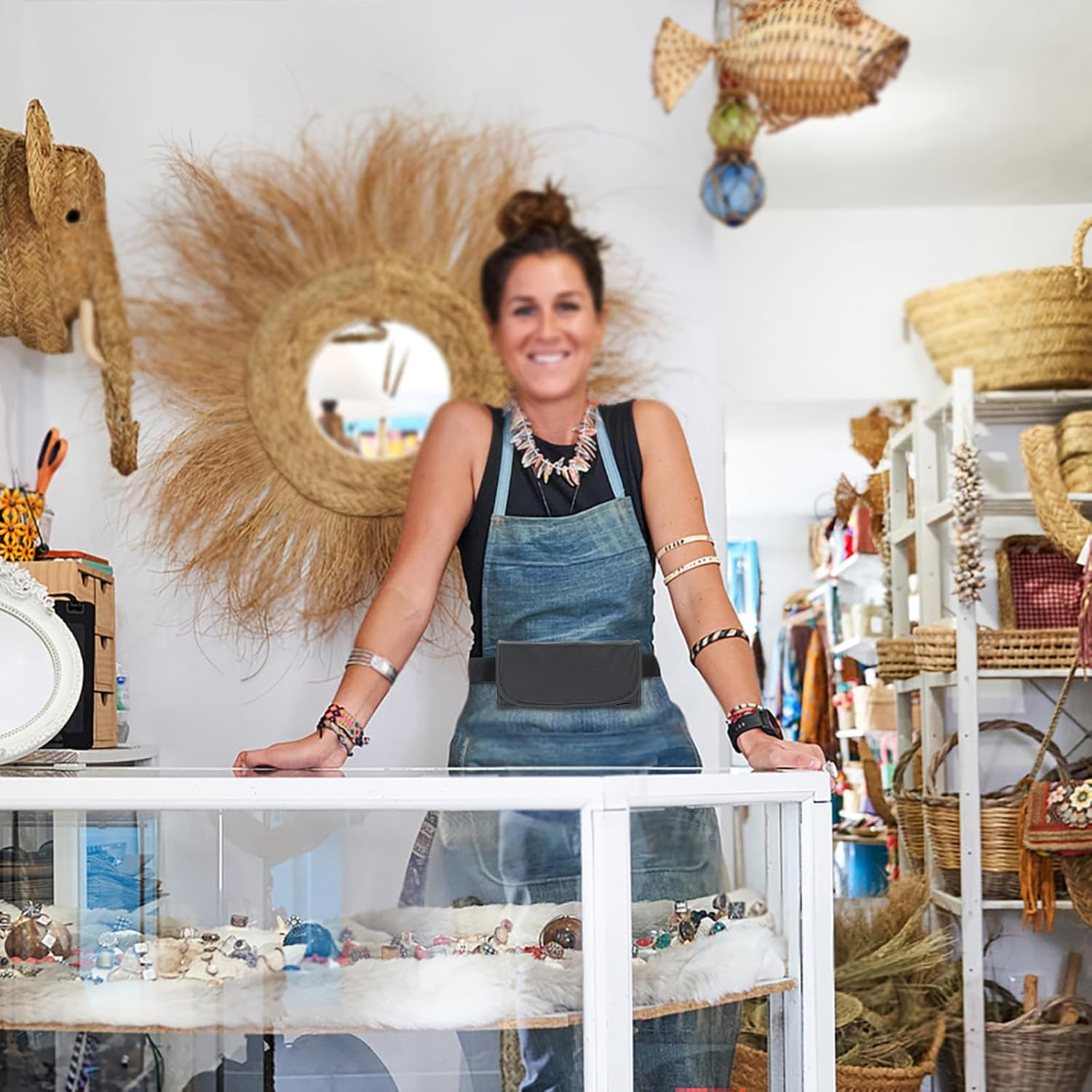 OGA Wallet with Coin Dispenser, Black Waiter'S Bag, Belt Bag with Coin Sorter and Organiser for Waiters, Bus Drivers, Taxi Drivers, Adjustable Belt, 8 Compartments for Coins (21.3 X 7 X 10.3 Cm image number 3