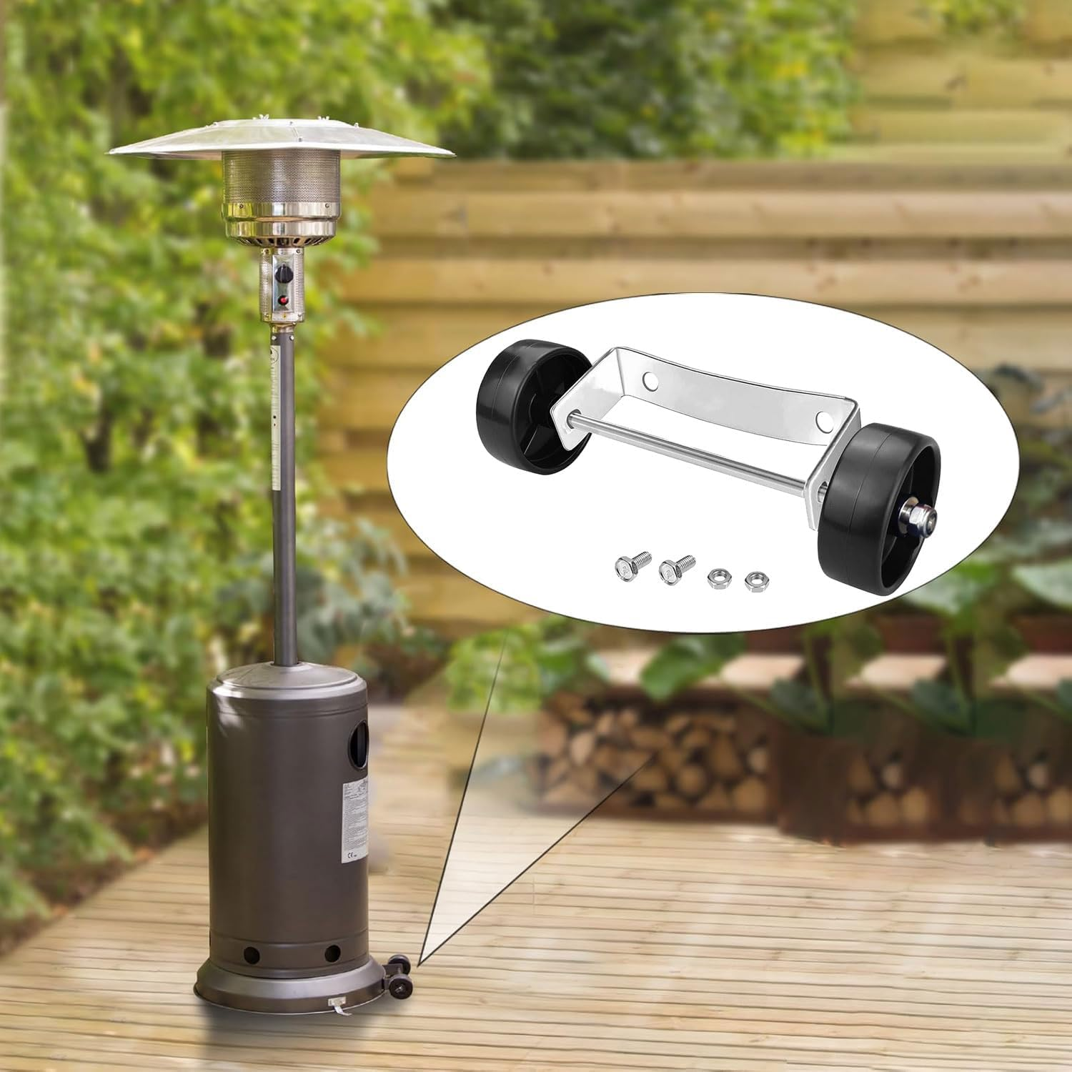 Patio Heater Wheels Patio Heater Universal Replacement Parts Stainless Steel Movable Wheels, Easy to Move image number 2