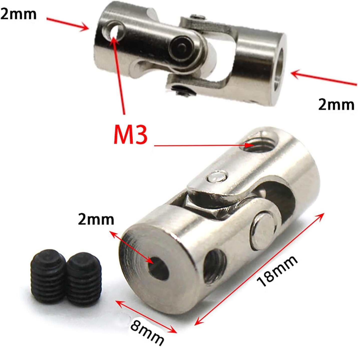 Universal Joint 1PCS 2-10Mm U-Joint Steering Shaft Gimbal Connector for Boat Car Spare Parts Accessories DIY (2 * 2Mm) image number 3