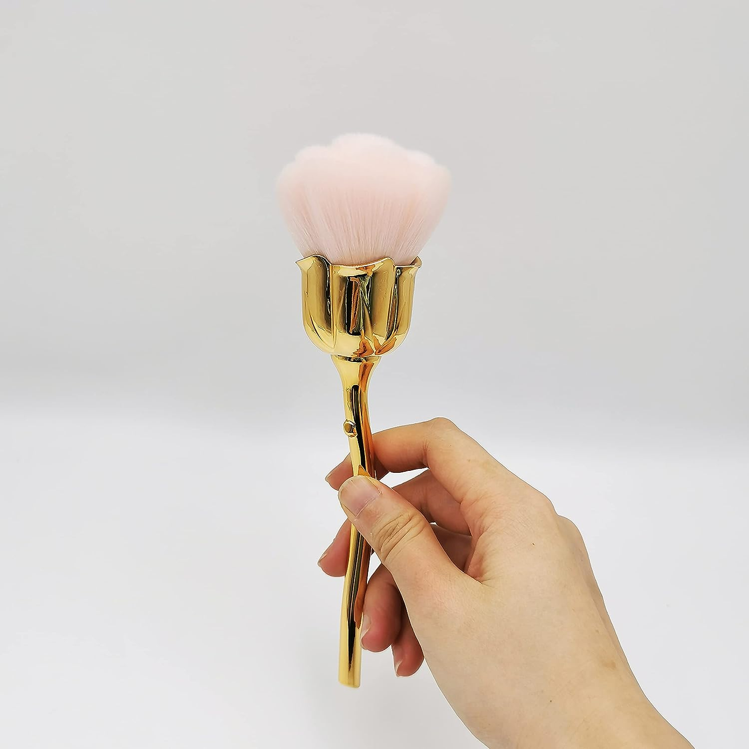 Kuaoyoja Nail Art Dust Powder Remover, Pink Rose Soft Brush Acrylic Nail Arts Manicure Dust Cleaner Brush for Nail Trimming Cleaning Makeup Brush Tools (Pink) image number 2