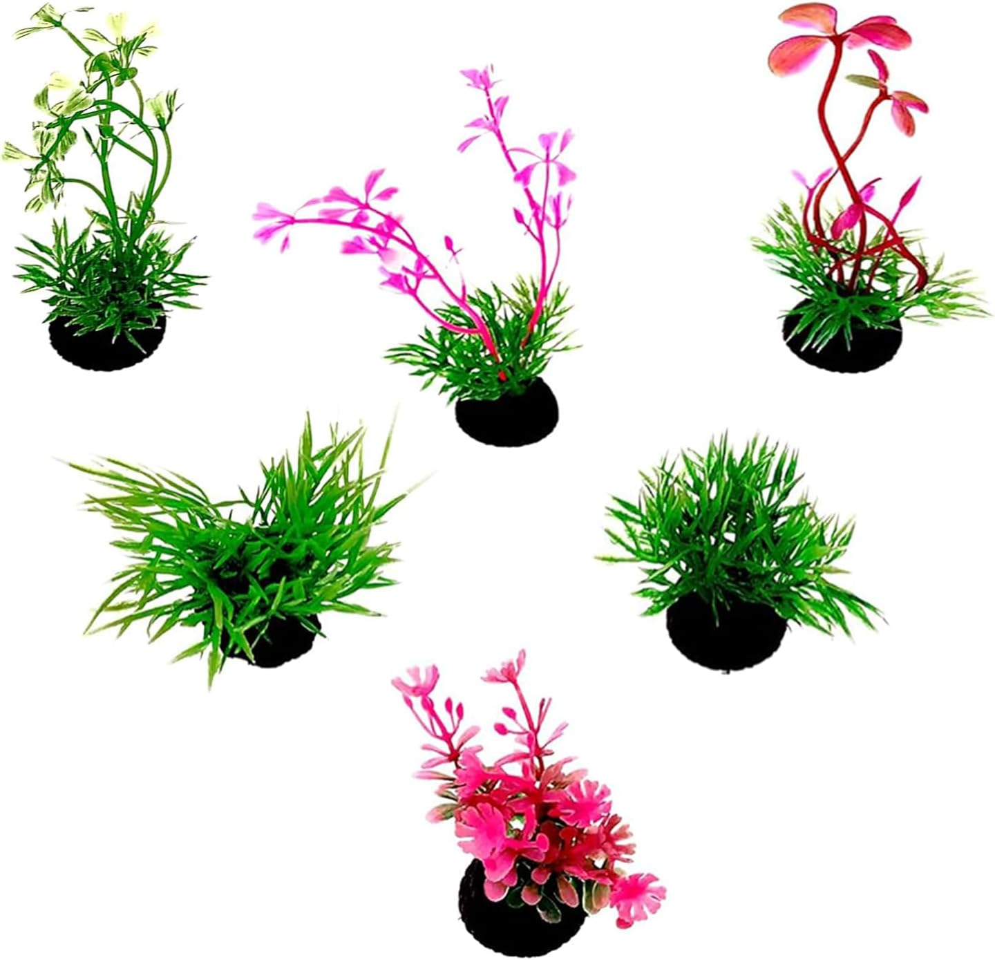 Small Artificial Aquatic Plants ，Plastic Aquariums Plants Decorations,Used for Household and Office Aquarium Simulation Plastic Hydroponic Plants（9 Pack） image number 1
