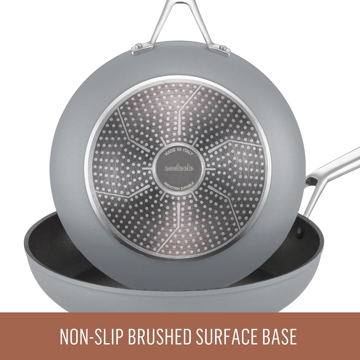 Essteele per Bellezza 5-Piece Nonstick Cookware Set, Induction, Gas & Electric Compatible, Includes Frypan, Wok, Saute Pan with Lid, Dishwasher & Oven Safe, Grey image number 5