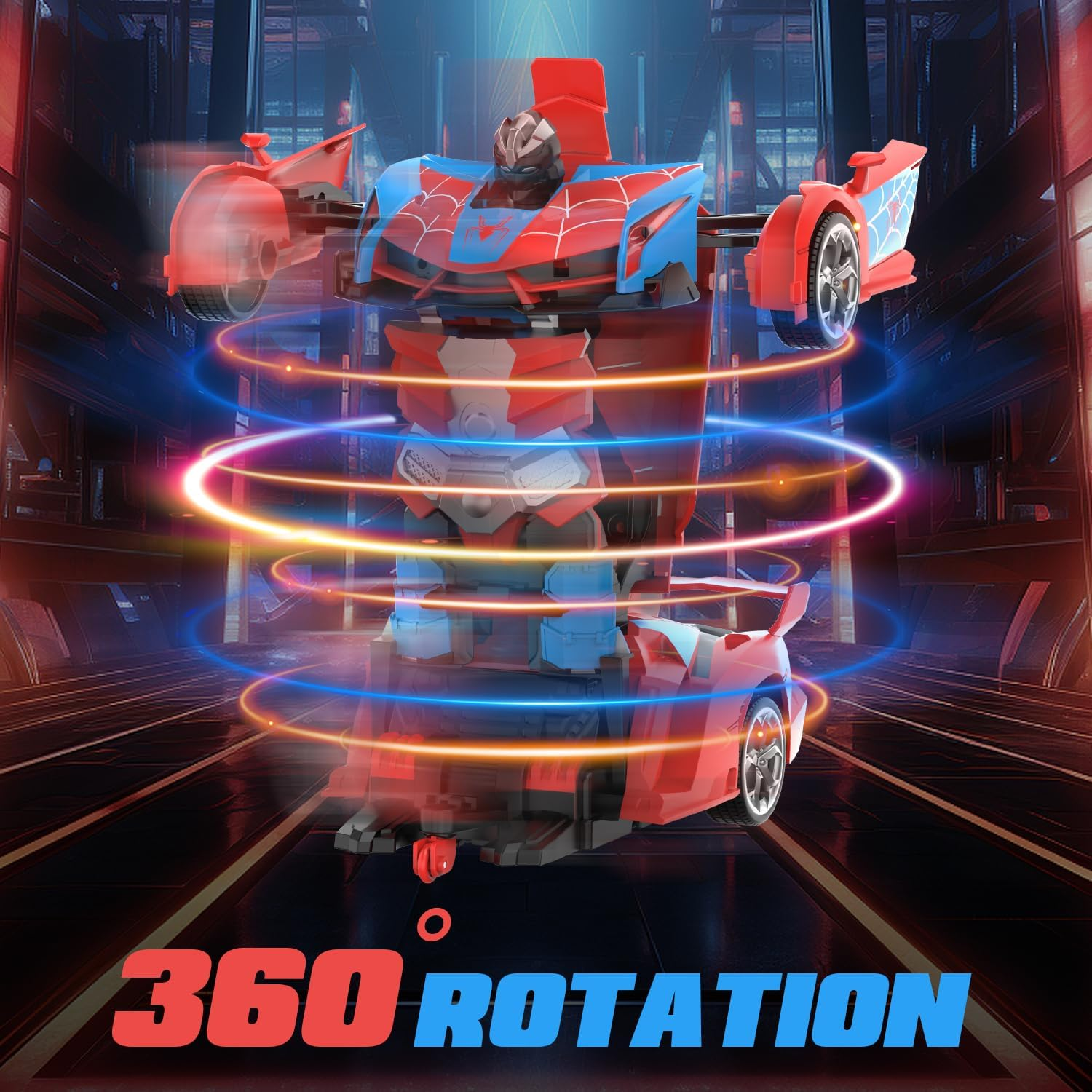 DEERC Spider RC Car Transform Robot, 2.4Ghz Remote Control Spider Cars for Kids, 1:18 Scale Robot Toy Car W/One-Key Transformation, 360&deg; Rotation, Auto Mode, Rechargeable Battery, Robot for Man Boys image number 6