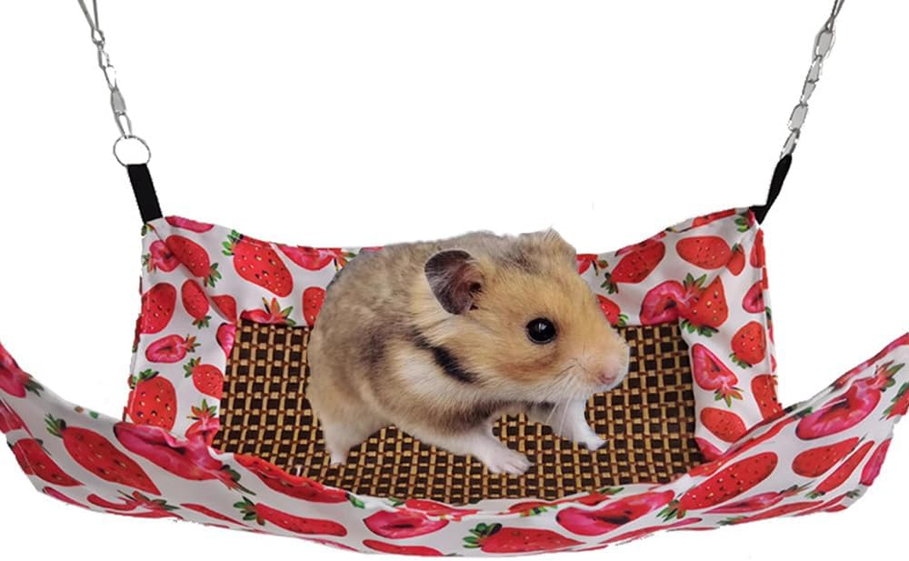 2 PCS Guinea Pig Hammock, Rat Hammock with Rattan Mat,Ferret Hanging Hammock Guinea Pig Accessories for Small Animals Chinchilla Parrot Sugar Glider Ferret Squirrel,Small Animal Beds image number 4