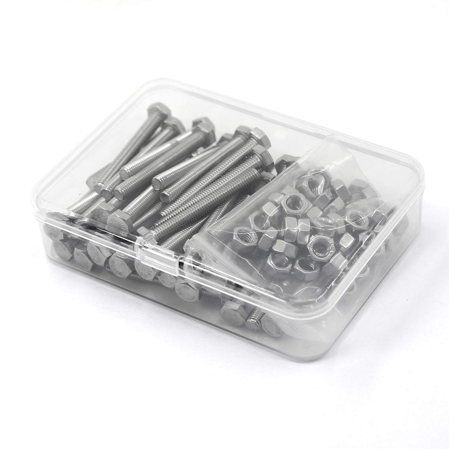 (30 Sets) M5-0.8 X 50Mm Hex Head Bolts and Nuts Set, 304 Stainless Steel,Full Thread, Bright Finish, Machine Thread image number 2