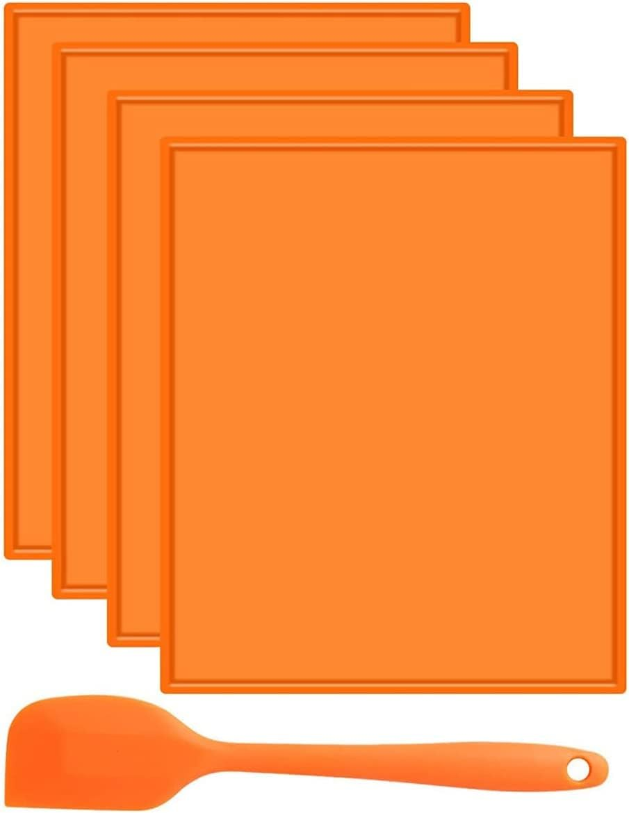 4Pcs Silicone Dehydrator Sheets with Silicone Scraper, Non-Stick Food Fruit Dehydrator Trays Baking Mats Reusable Mat for Making Fruit Leather Vegetables Herbs image number 3