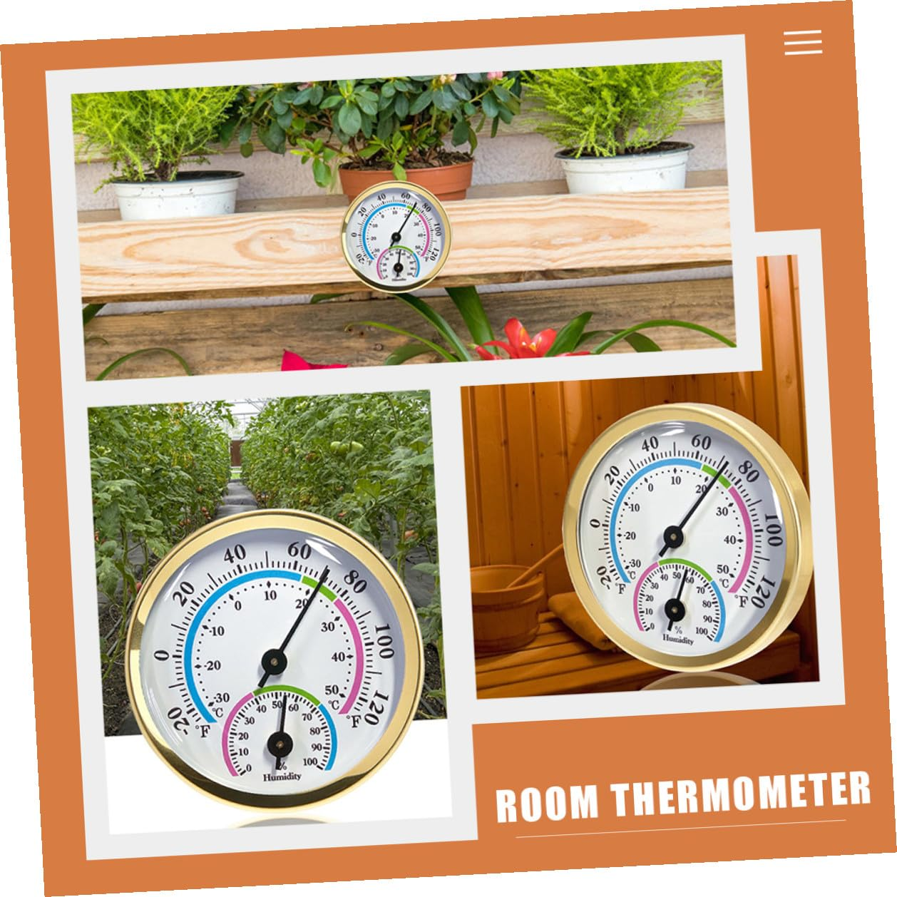 Gadpiparty Multifunctional Indoor Outdoor Thermometer Hygrometer with Hanging Design Temperature Humidity Gauge for Sauna Garden Office Bedroom Greenhouse Use image number 4