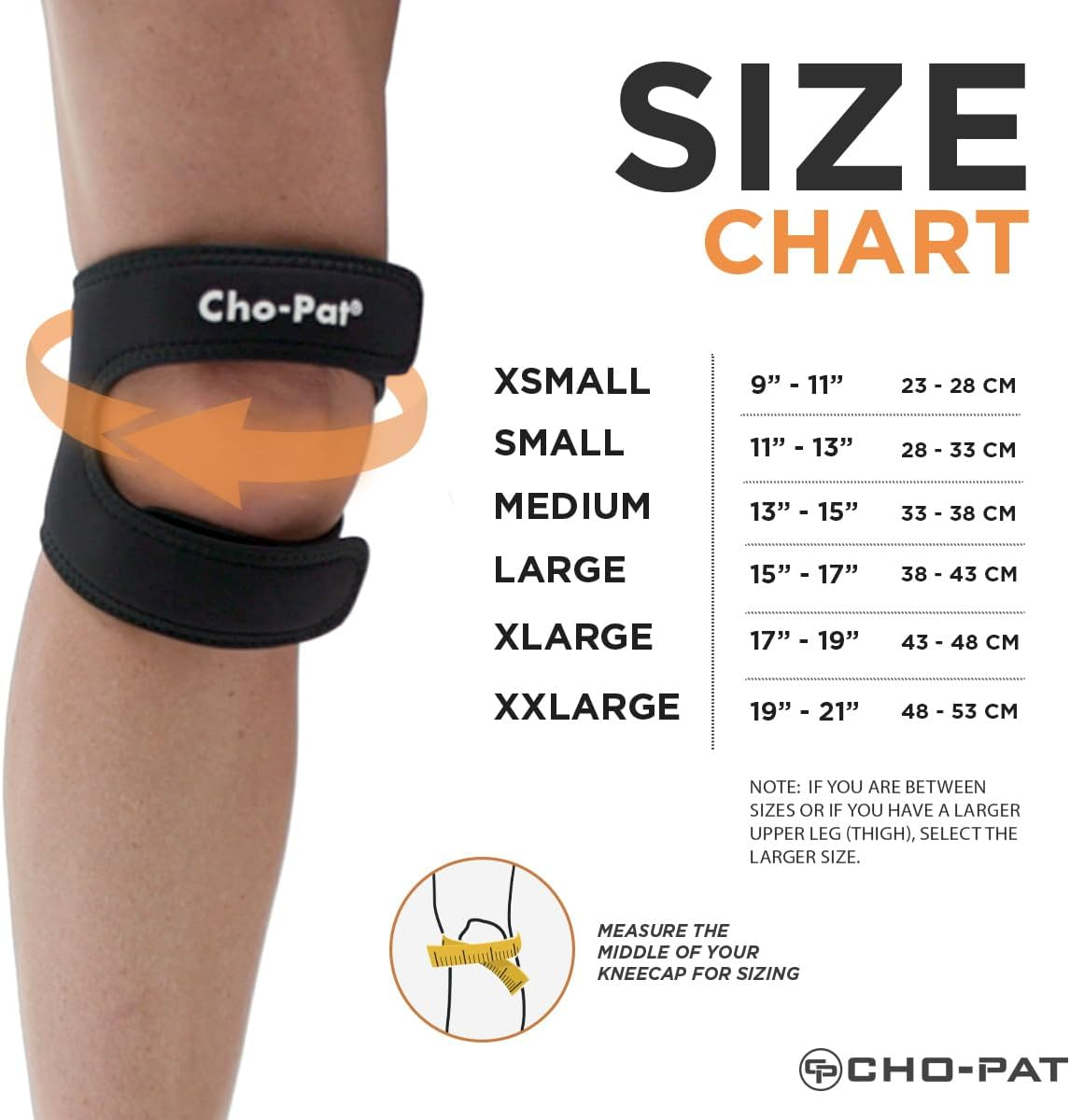 Cho-Pat Dual Action Knee Strap &ndash; Provides Full Mobility & Pain Relief for Weakened Knees &ndash; Black (Medium, 14&rdquo;-16&rdquo;) image number 5