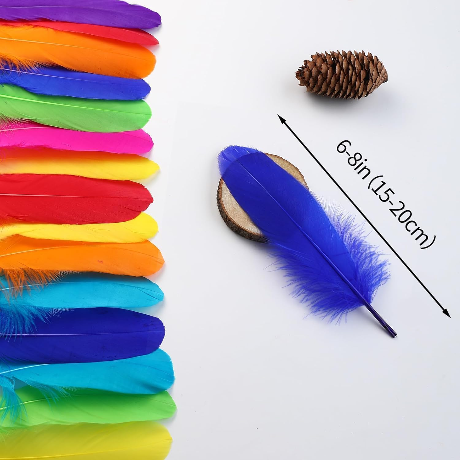 Liuliu Rabbit Colorful Goose Feathers for Crafts - 150Pcs 6-8Inch Craft Colored Feathers for DIY Crafts,Angel Wings,Dream Catcher and Wedding Party Decor image number 4
