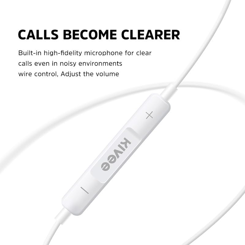 KIVEE MT30 Half in Ear Hi-Fi Stereo Earphone 1.2M White image number 1