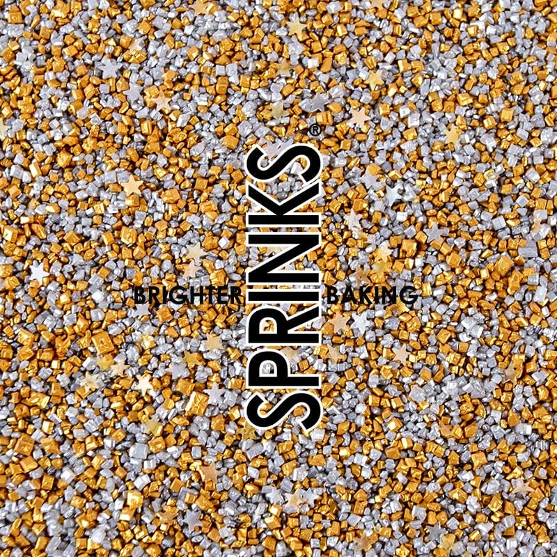 Sprinks Gold Rush Glitz Sprinkles - Edible Cake Sprinkles | Gold Cake Sprinkles | Cupcake Sprinkles | Christmas Sprinkles | Edible Gold Cake Decorations | Star Sprinkles | Sparkling Cake Decor | 500G image number 1