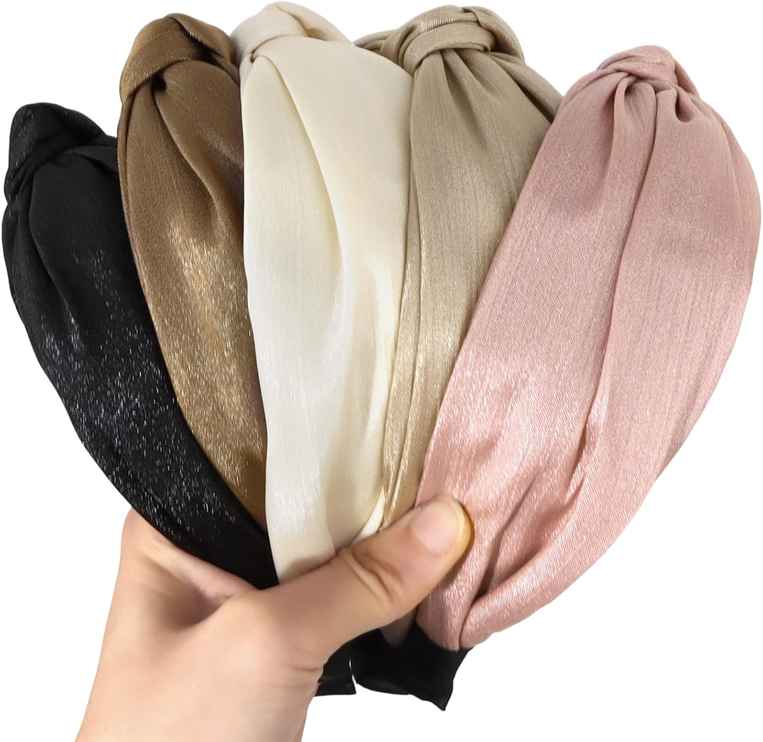 Bumlofa Set of 5 Plain Knot Headbands Women'S Wide Headband Wide for Stylish Everyday Use image number 2