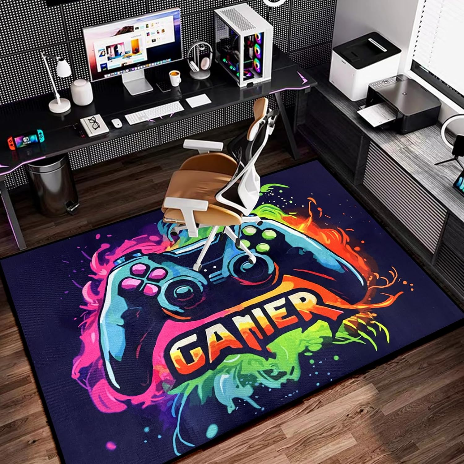 Gaming Rug for Boy Room, Non-Slip Play Carpet for Playroom, 3D Colorful Gamer Play Mat Fun Activity Centerpiece Playmat Area Rugs for Kids World Decor Floor Mat (Color 5, 80 * 120 Cm) image number 2