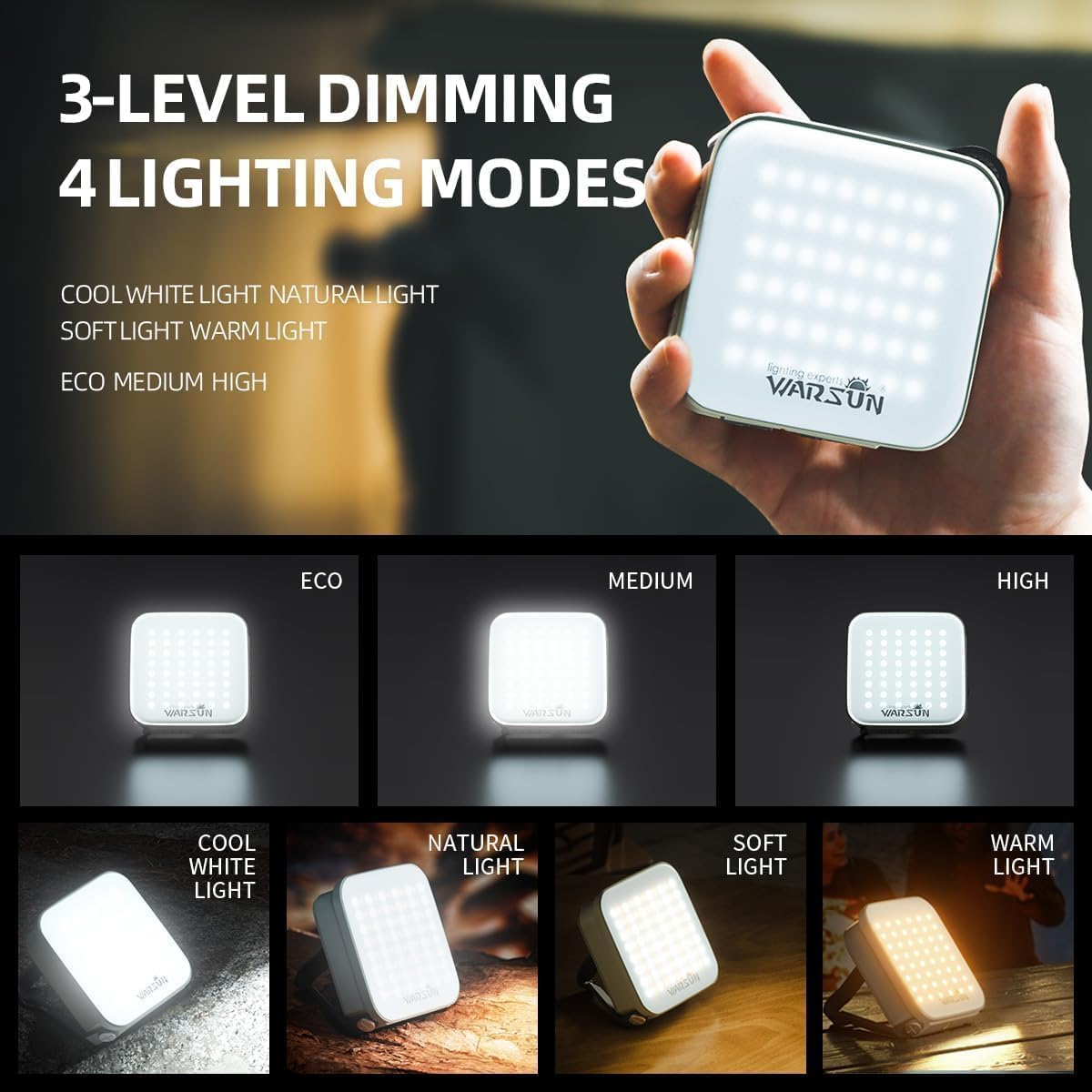 WARSUN Rechargeable LED Lantern &ndash; 1000LM Portable Camp Light, Water-Resistant Rechargeable Lantern for Camping, Hiking, Emergency Use, Great Camping Accessories image number 1