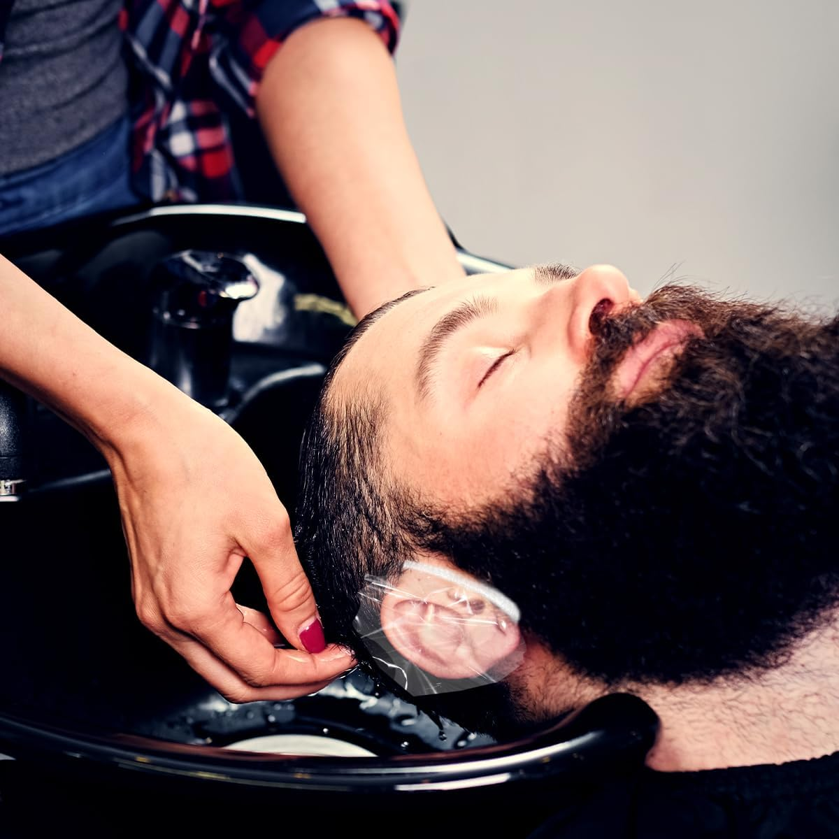 TEAONE Shower Ear Caps, 100 PCS Waterproof Ear Covers for Shower, Bathing, Hair Dye (12Cm/4.72In) image number 5