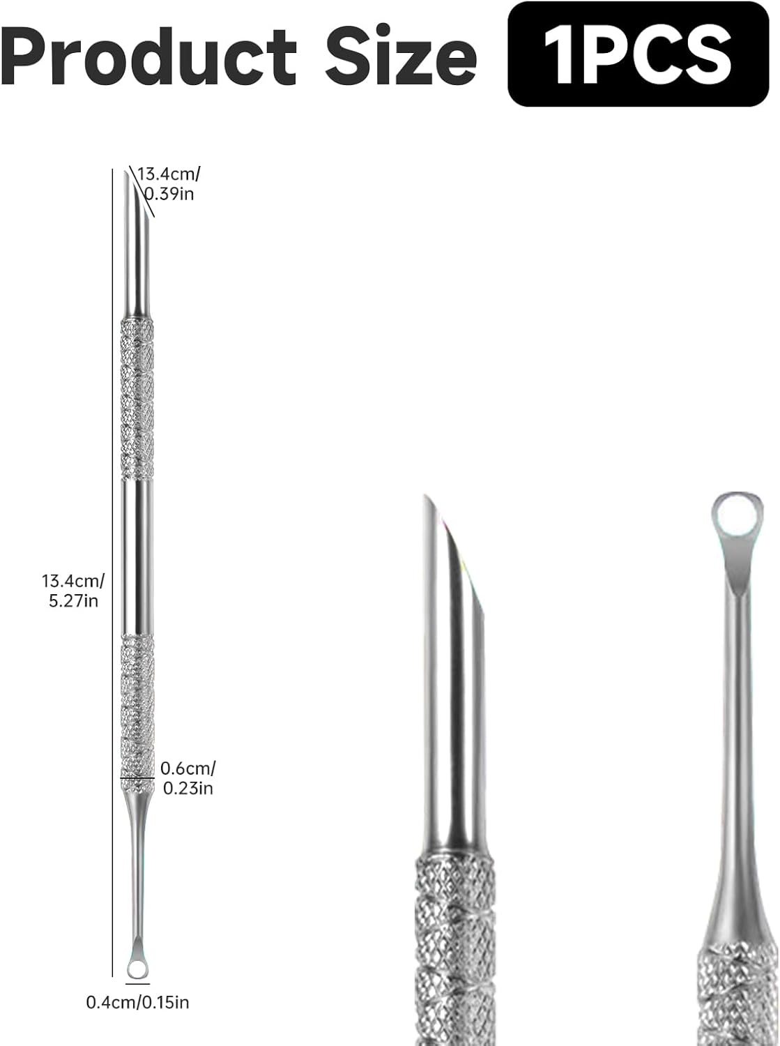 2-In-1 Cuticle Pusher Tool,Nail Etching Tool,Dual Ended Gel Nail Polish Remover Tool,Stainless Steel Nail Scraper,Loop & Beveled Head,Cuticle Sticks,Manicure Tools,For Cuticle Trimmer Pedicure image number 1