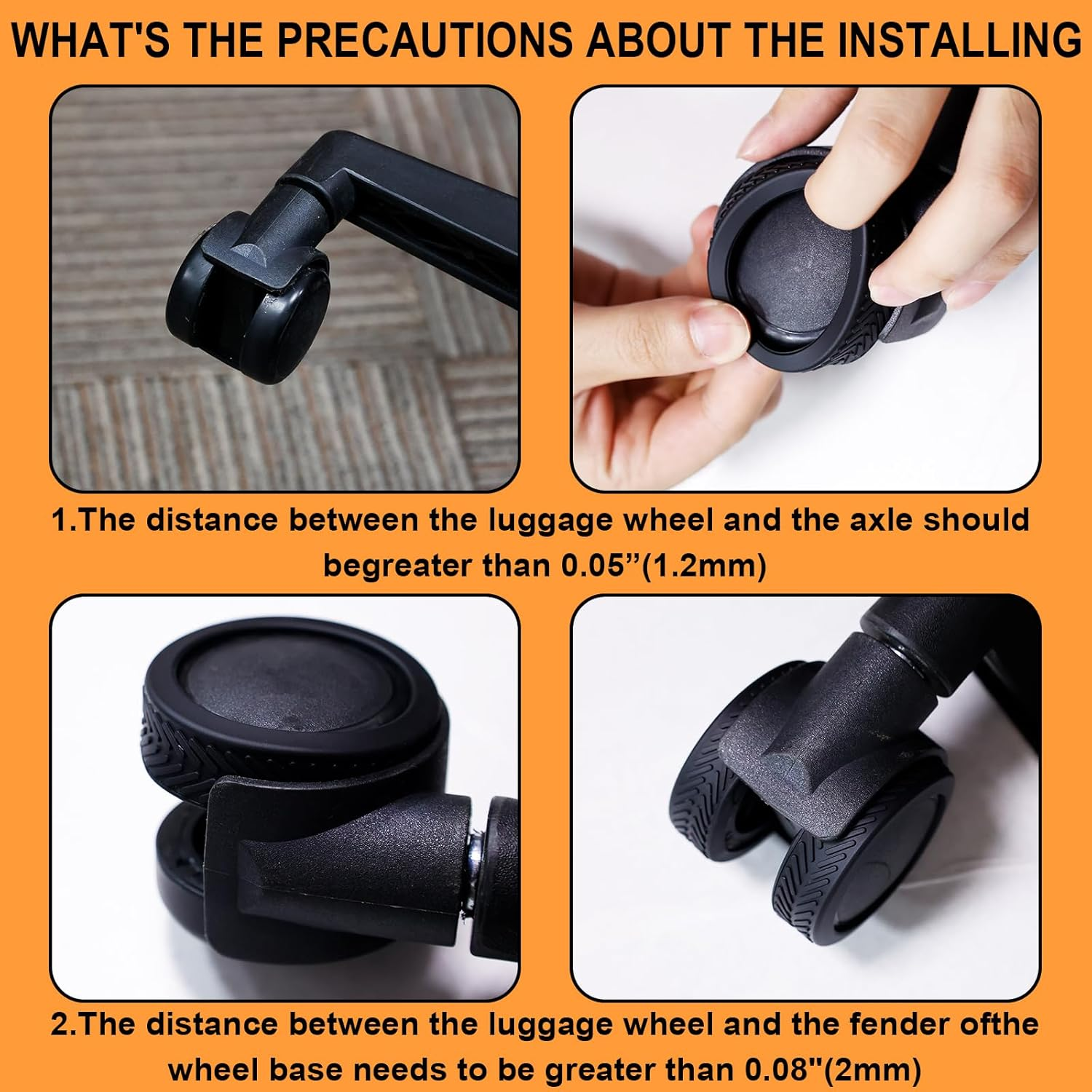 8Pcs Silicone Luggage Wheel Covers, Anti-Skid Suitcase Wheel Protector Covers Replacement, Noise-Proof Luggage Wheel Protection Caster Accessories for Most 8-Spinner Wheels Luggages, Black,