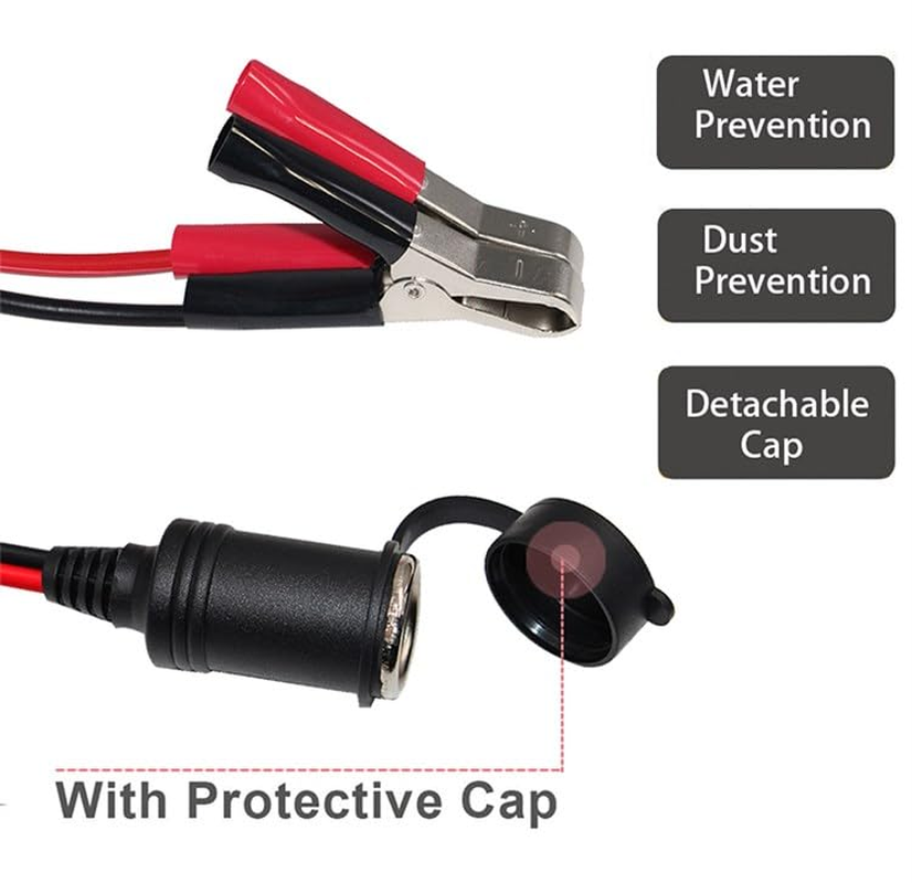 12V Car Cigarette Lighter Socket Female Alligator Clips with 14AWG Cable 15A Fuse 14AWG 3FT 2Pack image number 5