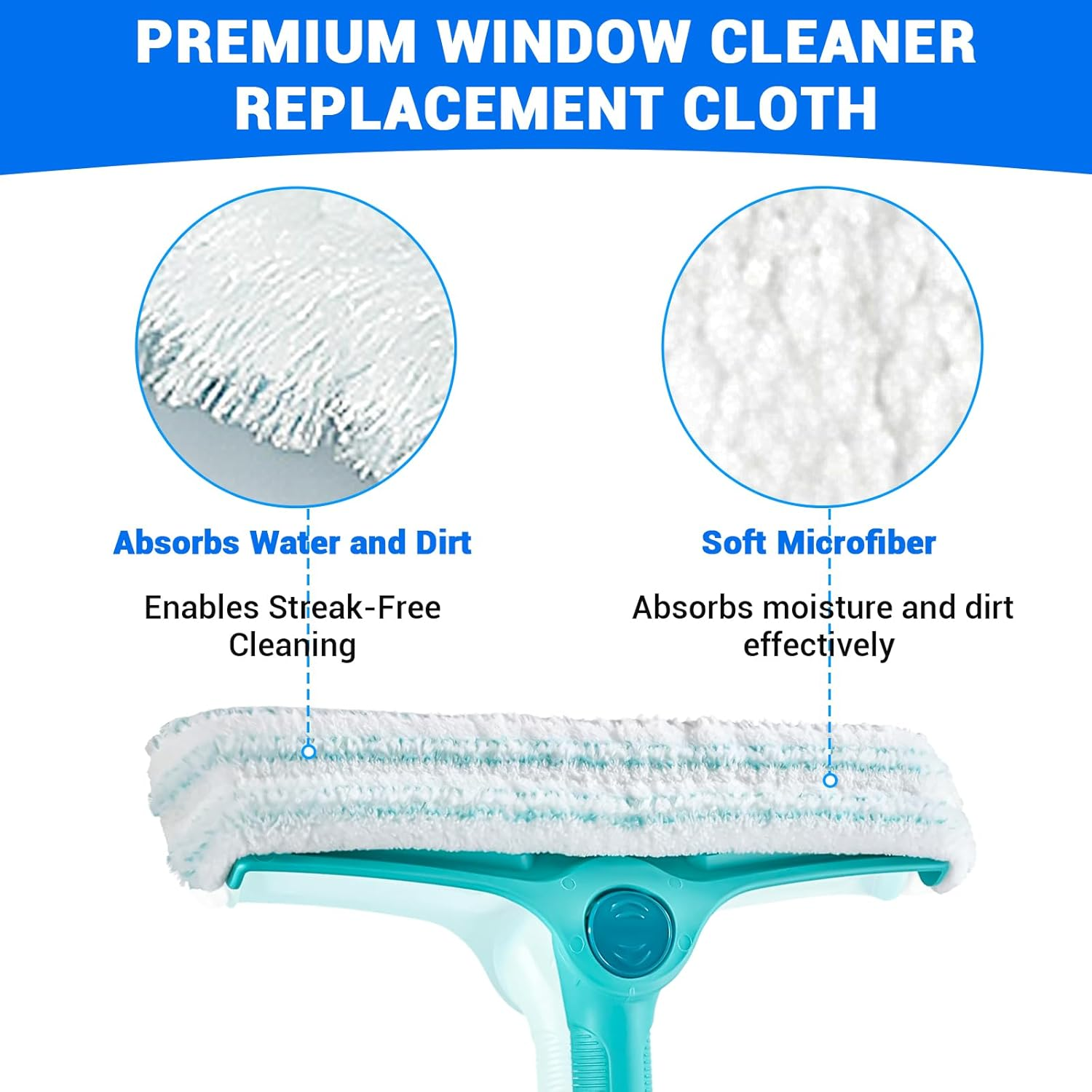 Gifcomda 3 Replacement Covers for Leifheit Window Wiper L - Microfibre Replacement Covers with Fastening, Easy Fit, Highly Absorbent, Best Glass Cleaning image number 4